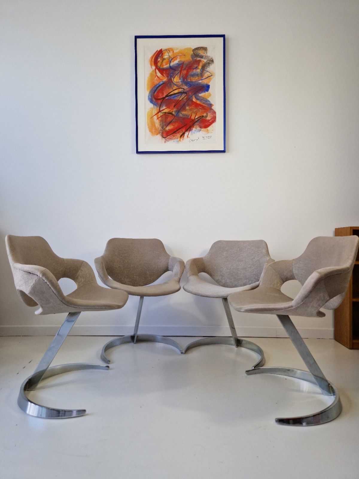Furniture Set Of 4 Boris Tabacoff Sphinx Style Cantilever Dining Lounge Chairs 1970 photo