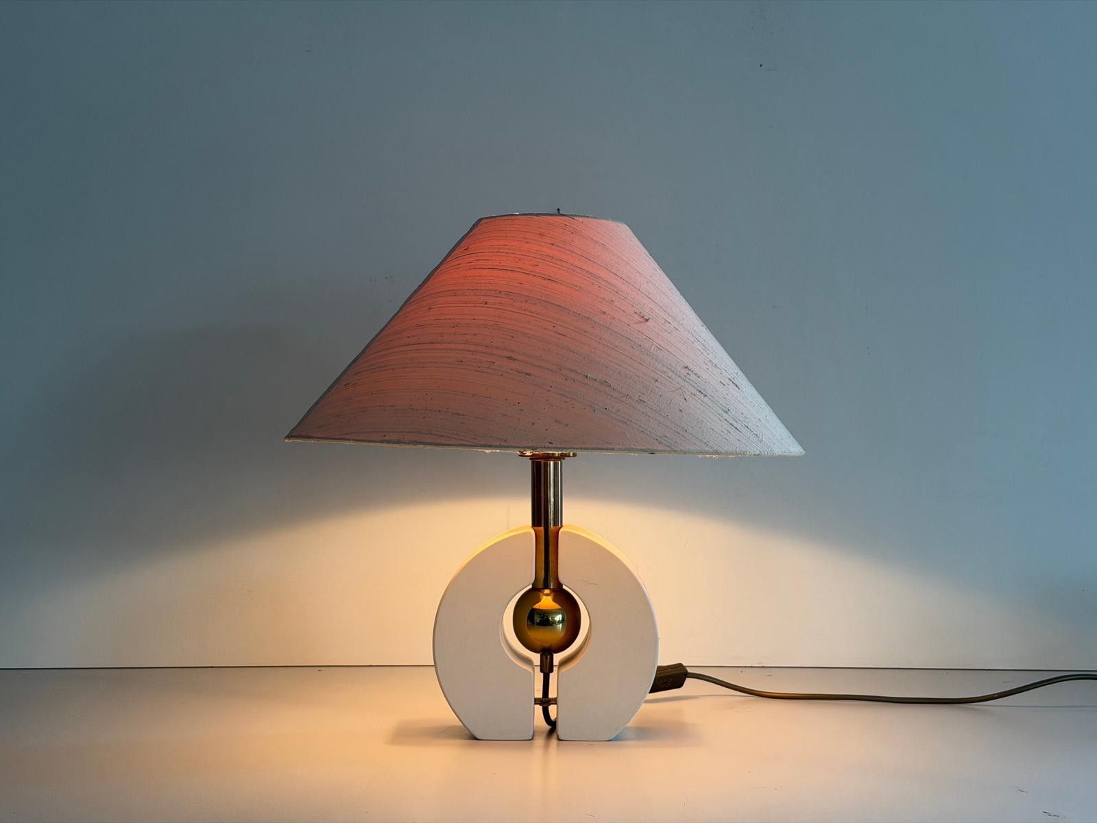 Fabric Shade And Wood Table Lamp By Schröder & Co. Leuchten, 1960s, Germany photo Lighting