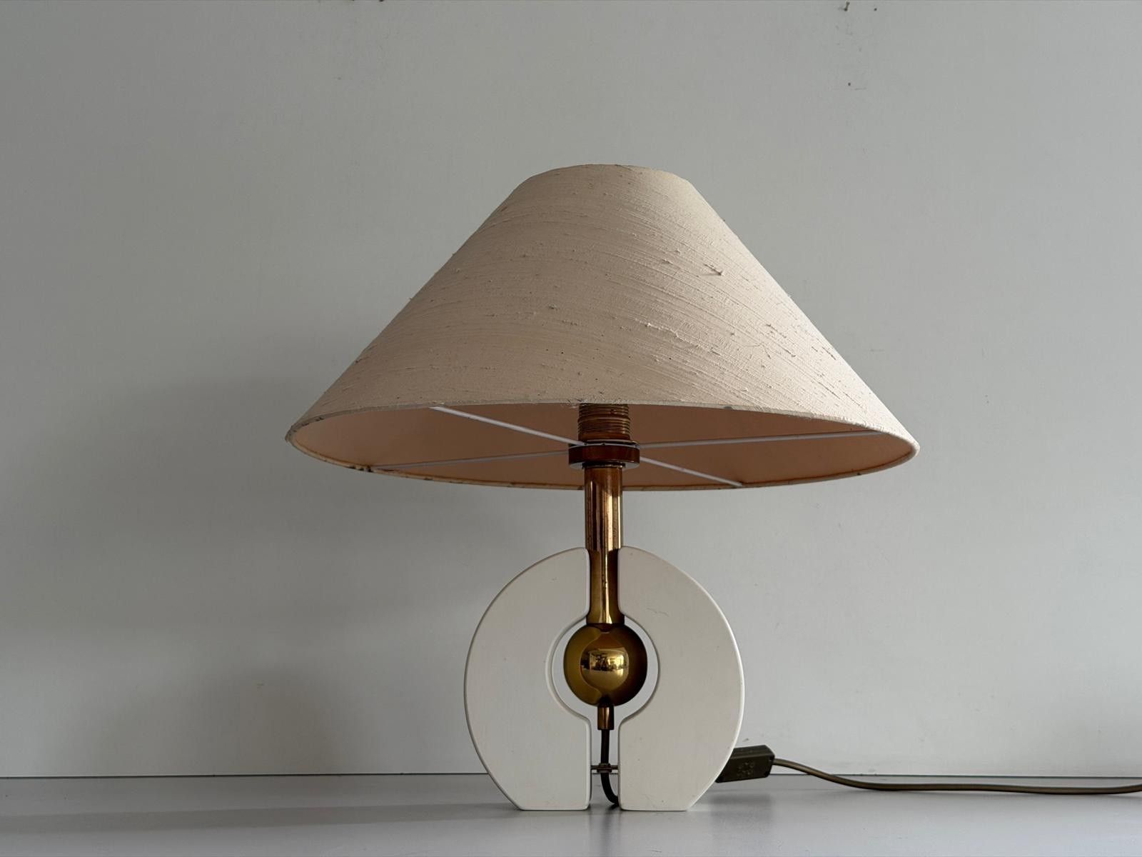 Fabric Shade And Wood Table Lamp By Schröder & Co. Leuchten, 1960s, Germany photo vinterior