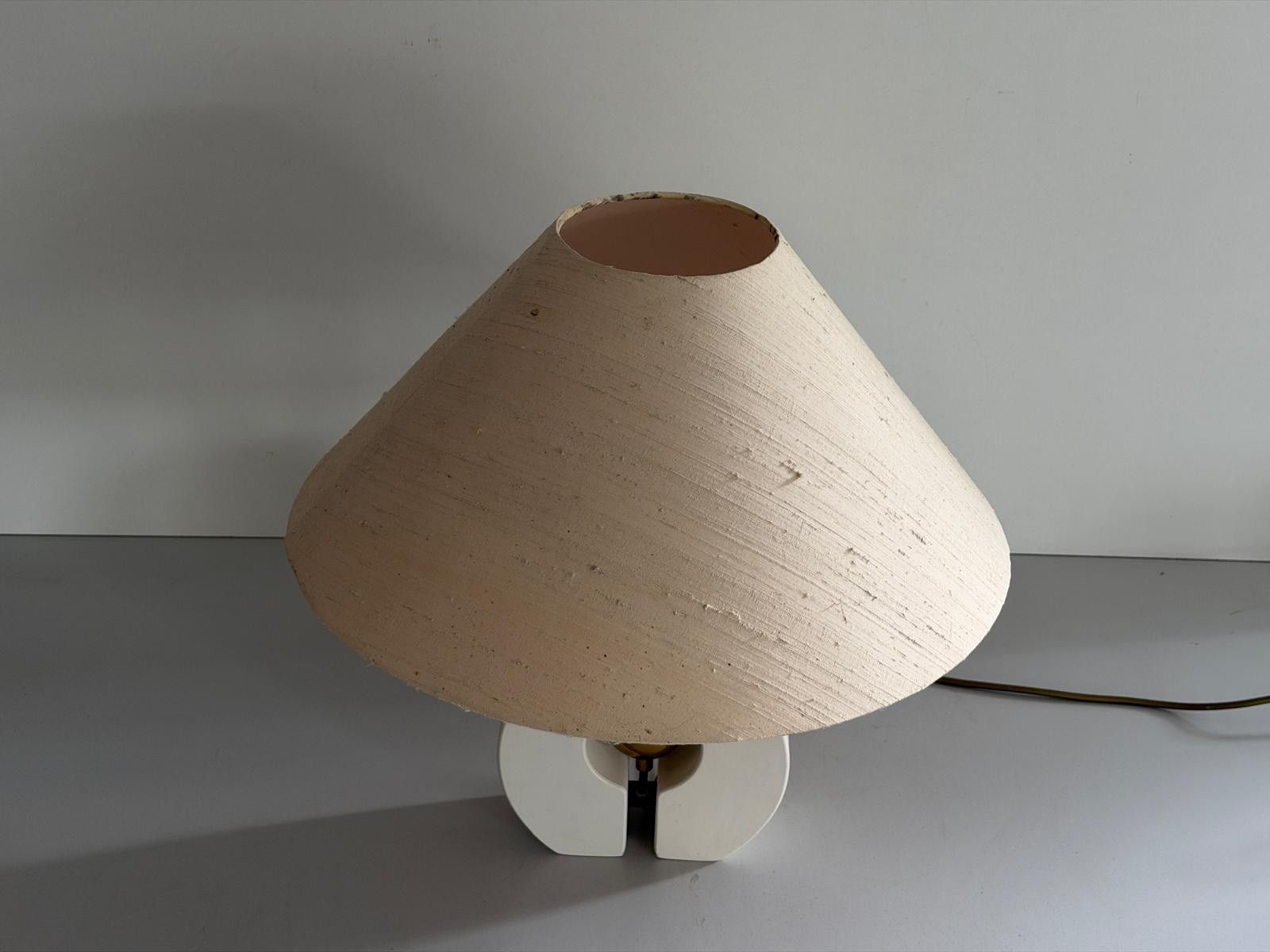Fabric Shade And Wood Table Lamp By Schröder & Co. Leuchten, 1960s, Germany photo vintage