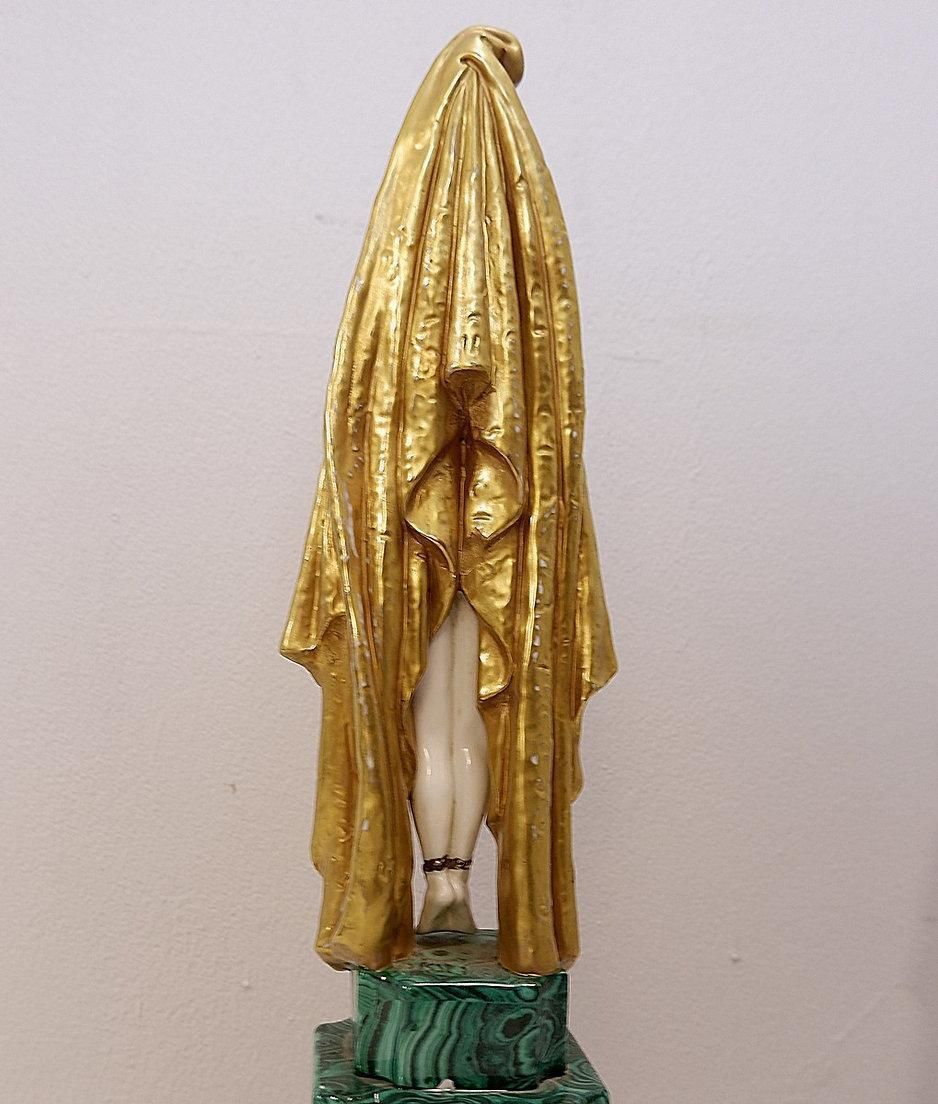 Antinea Art Deco Porcelain Statue Inspired By Demetre Chiparus, 42cm photo vintage