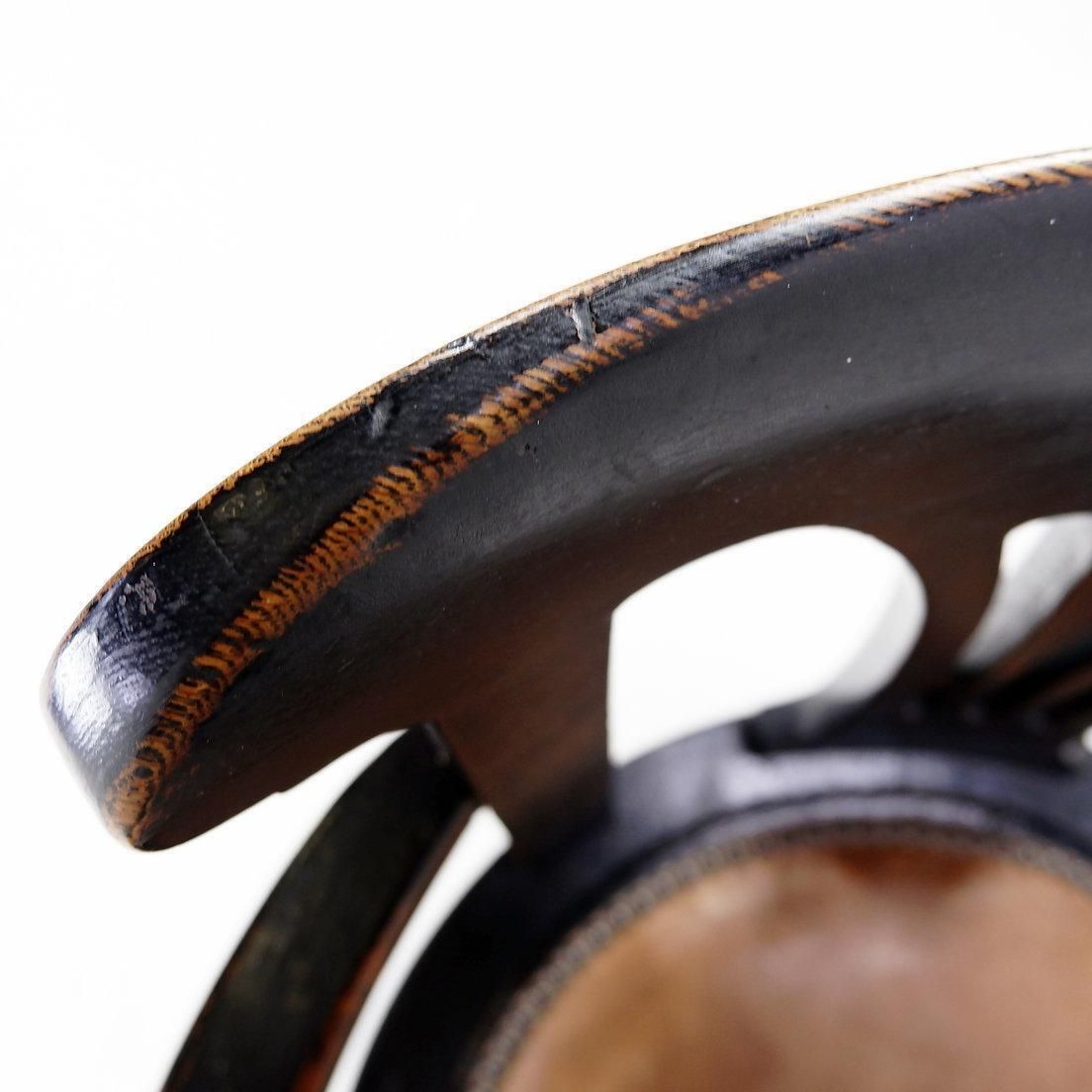 19th Century Black Stained Oak Liner Ship's Swivel Chair photo furniture