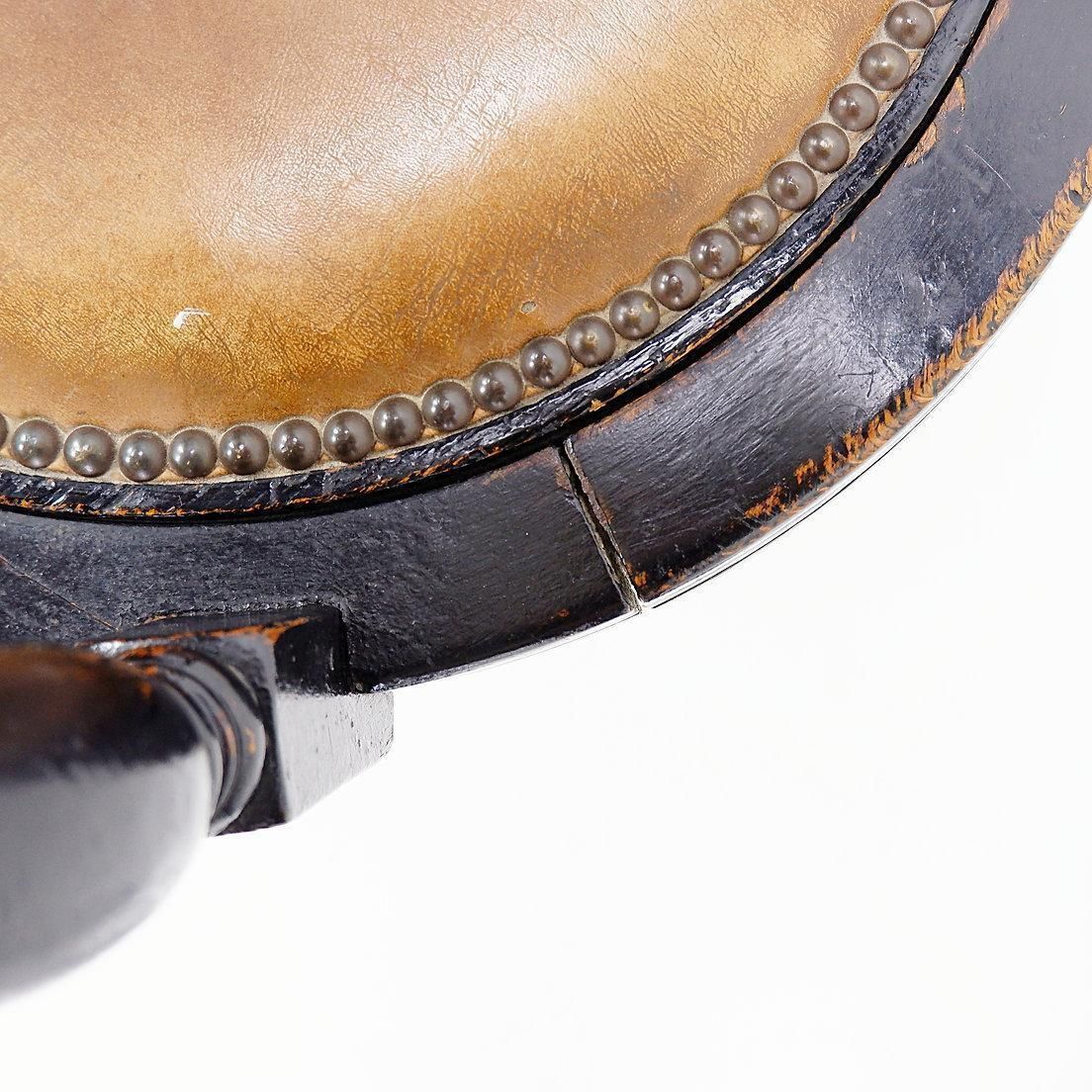 19th Century Black Stained Oak Liner Ship's Swivel Chair photo Furniture