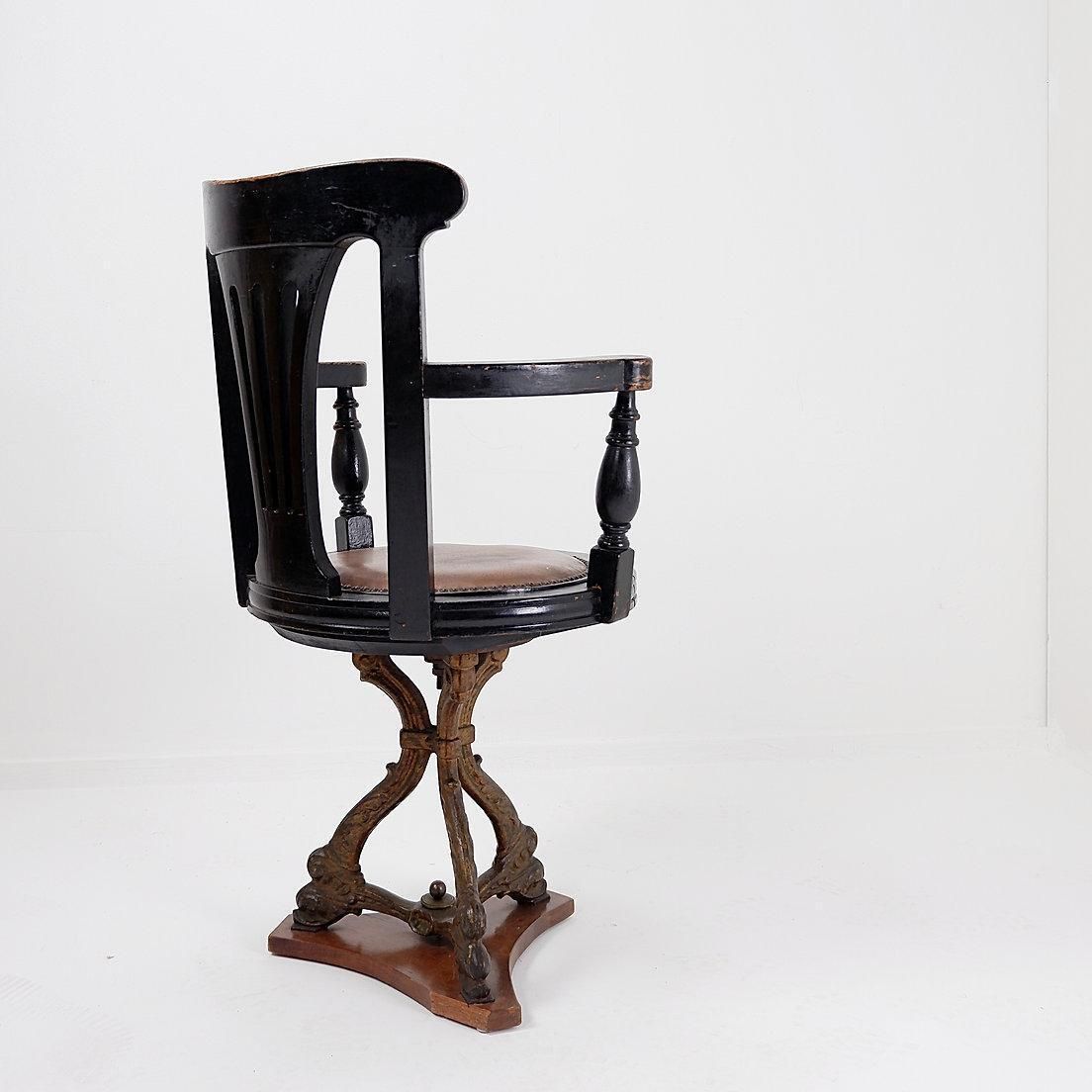 photo buy 19th Century Black Stained Oak Liner Ship's Swivel Chair