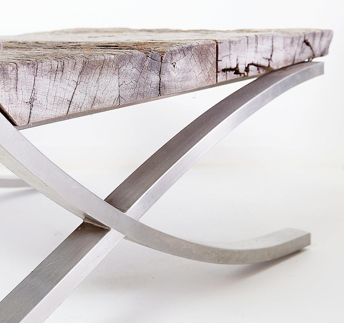 Furniture Brutalist Lounge Chairs, Polished Chrome And Wood, 20th Century, Pair photo