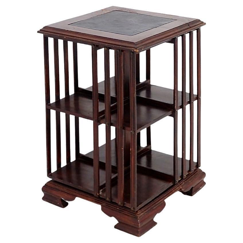 Vintage Sheraton Revival Hardwood & Revolving Bookcase Side End Table