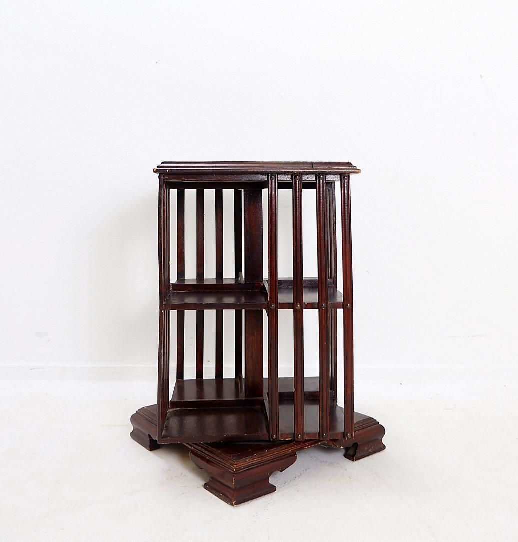 Vintage Sheraton Revival Hardwood & Revolving Bookcase Side End Table photo furniture