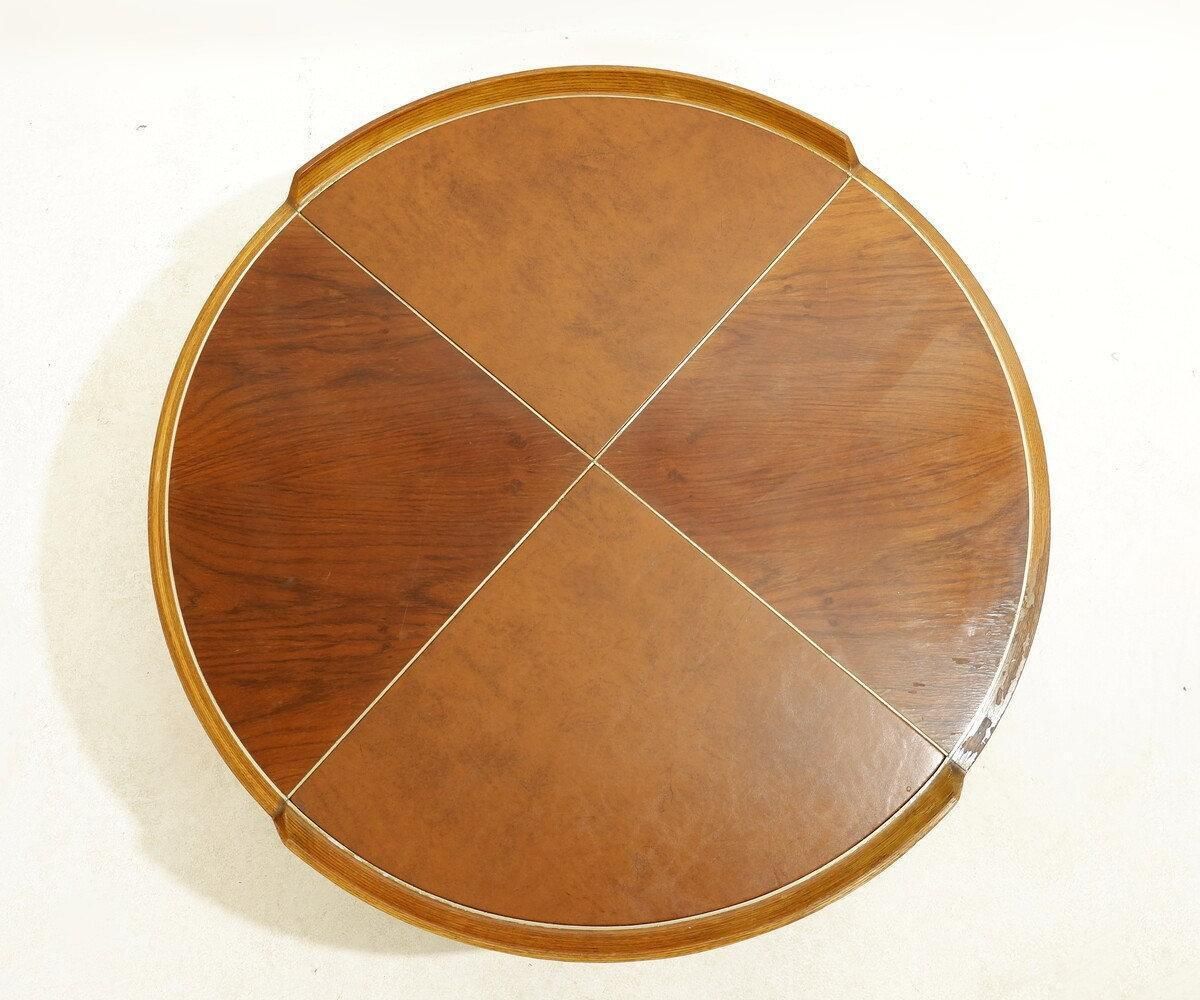 Mid Century Wood And Leather Coffee Table   Circa 1960s photo furniture