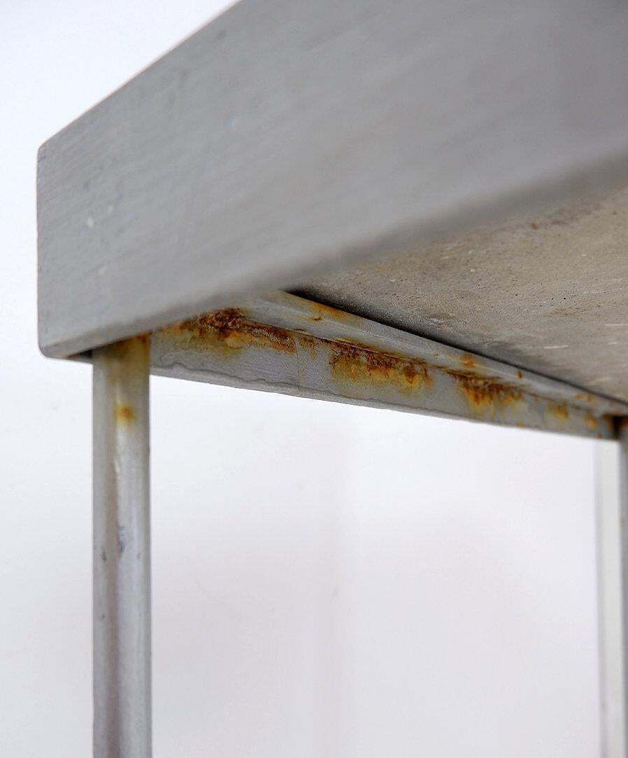 Mid Century Modern Outdoor Side Table With Metal & Stone Top   20th photo 501.0