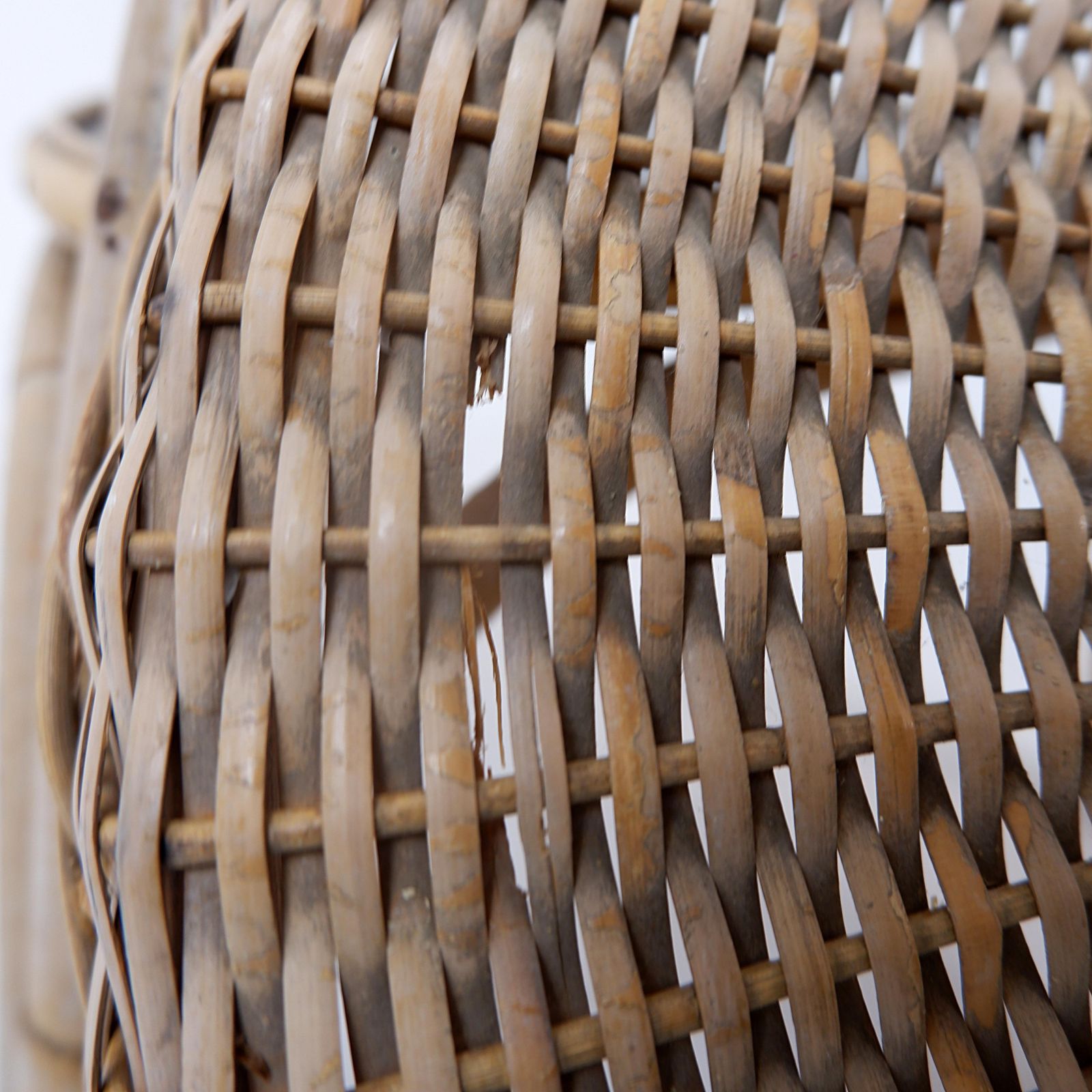 photo vintage Mid Century Rattan Floor Lamp, Tripod Design, Bohemian Style, 1950s