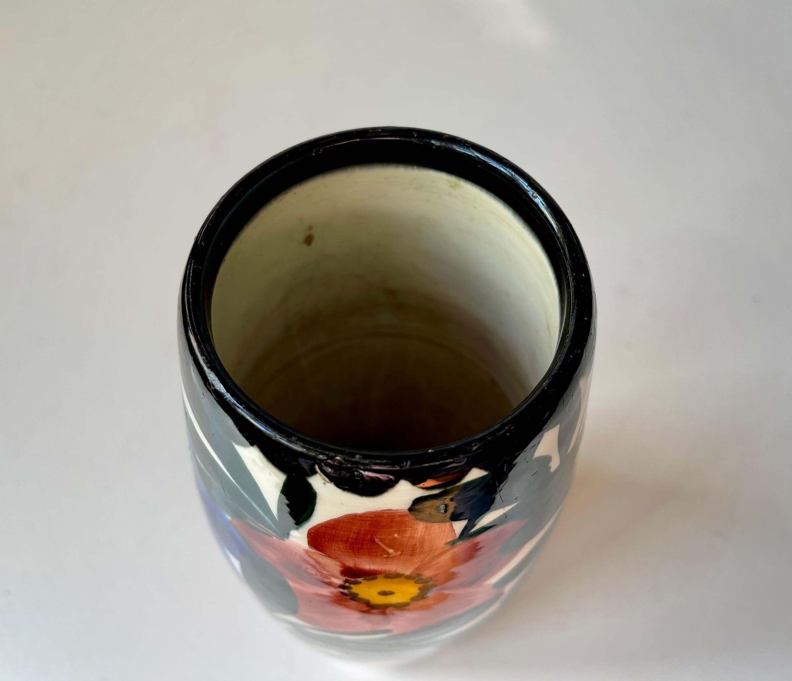 Glazed Ceramic Art Deco Vase With Flowers By Schramberg Germany, 1920s photo buy
