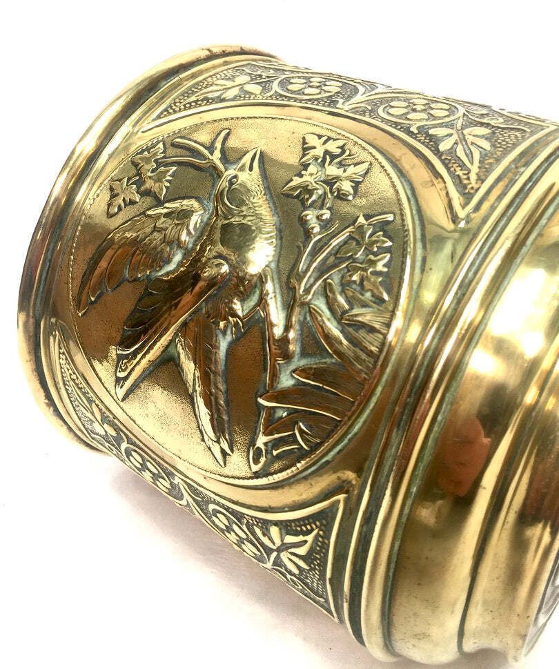 Antique Metal Brass Planter / Indoor Plant Pot / Art Nouveau Cache Pot C.1900 photo Home Decor