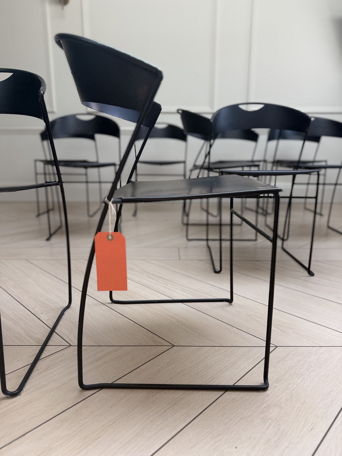 photo vinterior Set Of Six Vintage 1980s Steel Juliette Dining Chairs By Hannes Wettstein For Baleri Italia