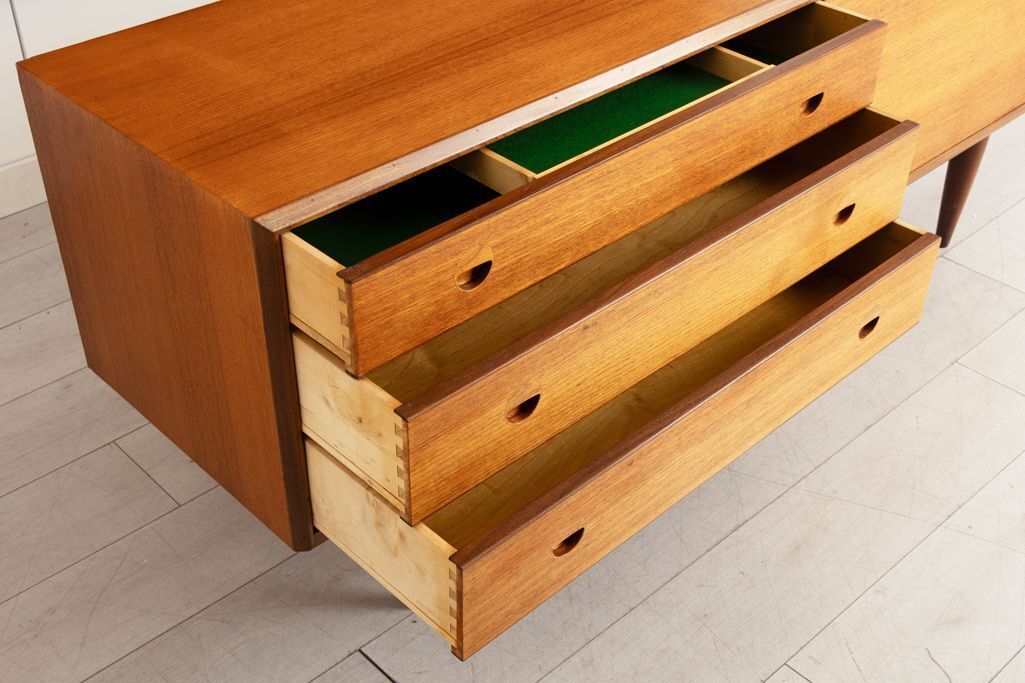 photo for sale Danish Midcentury Sideboard In Teak With Recessed Handles C.1965