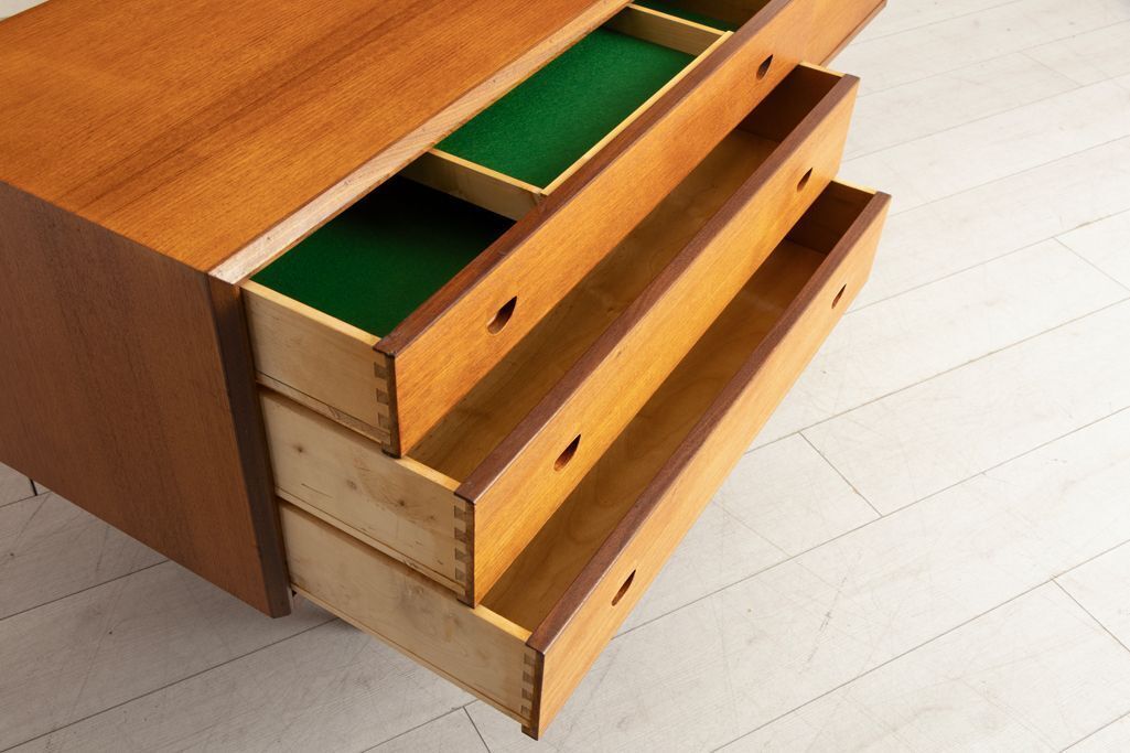 995.0 Danish Midcentury Sideboard In Teak With Recessed Handles C.1965 photo