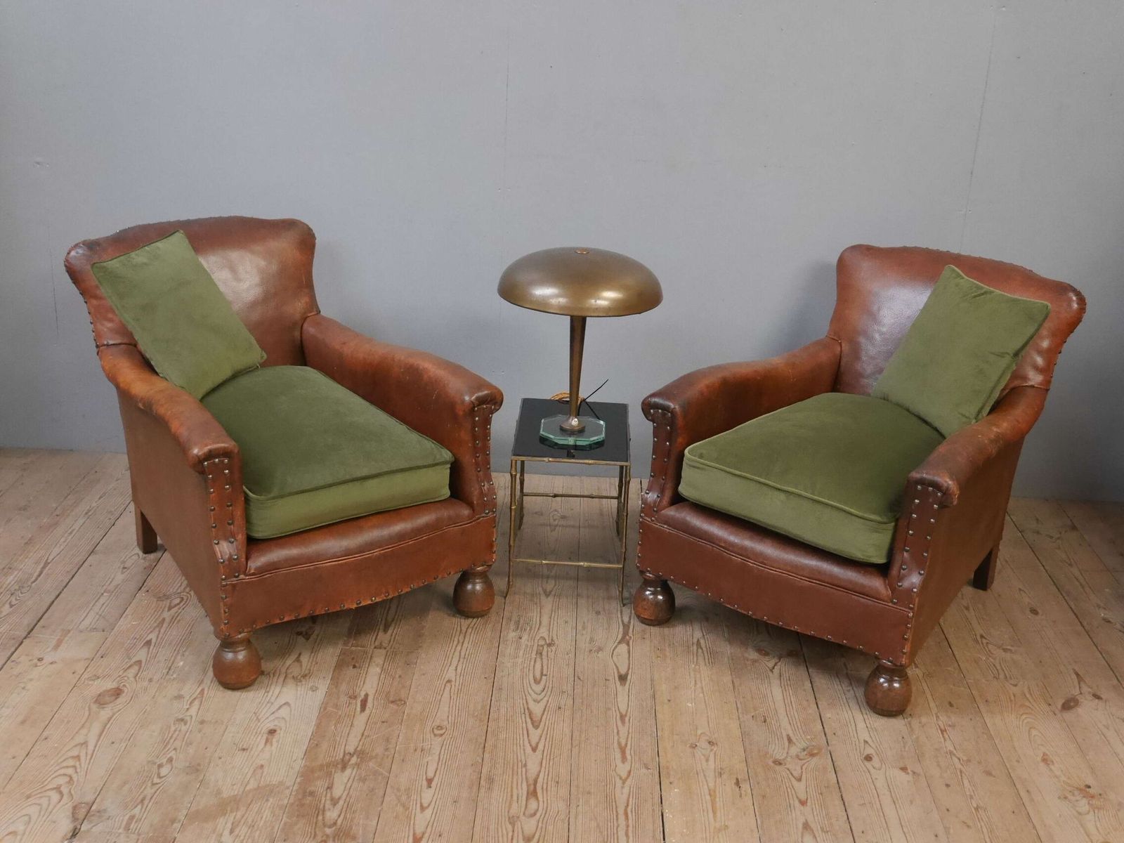 photo furniture Pair Of Early 20th C English Leather Club Chairs