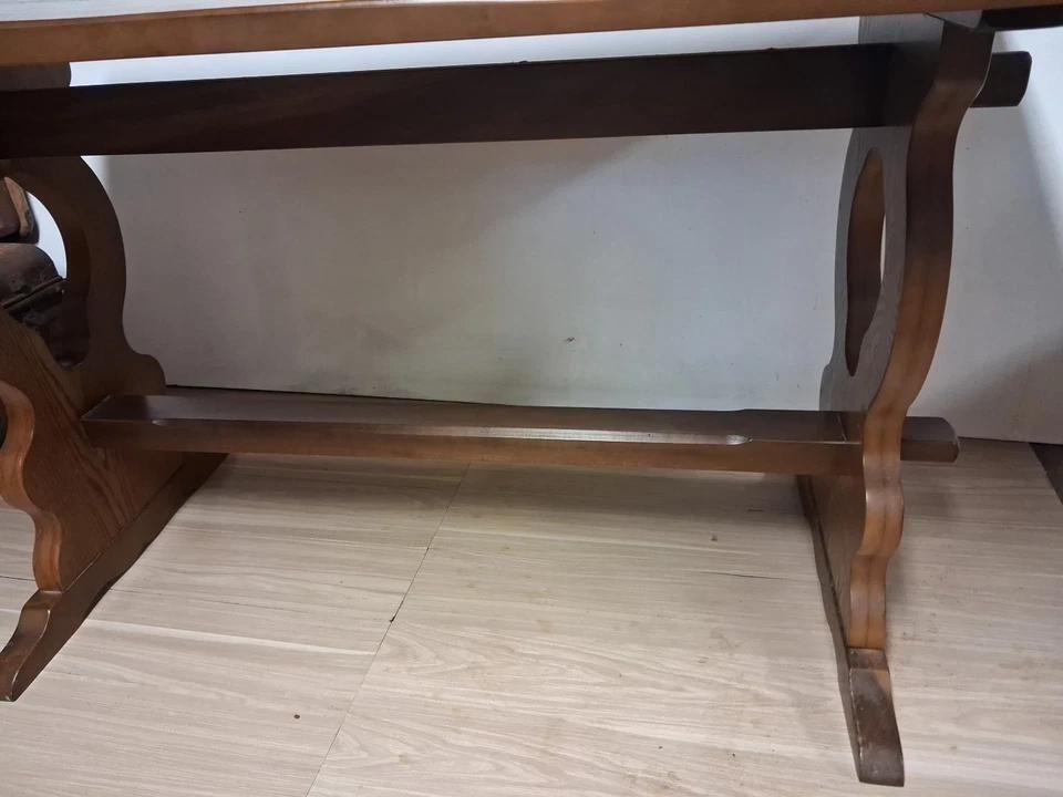 Vintage Priory Styled Country Table With 3 Wheelback Chairs photo Furniture