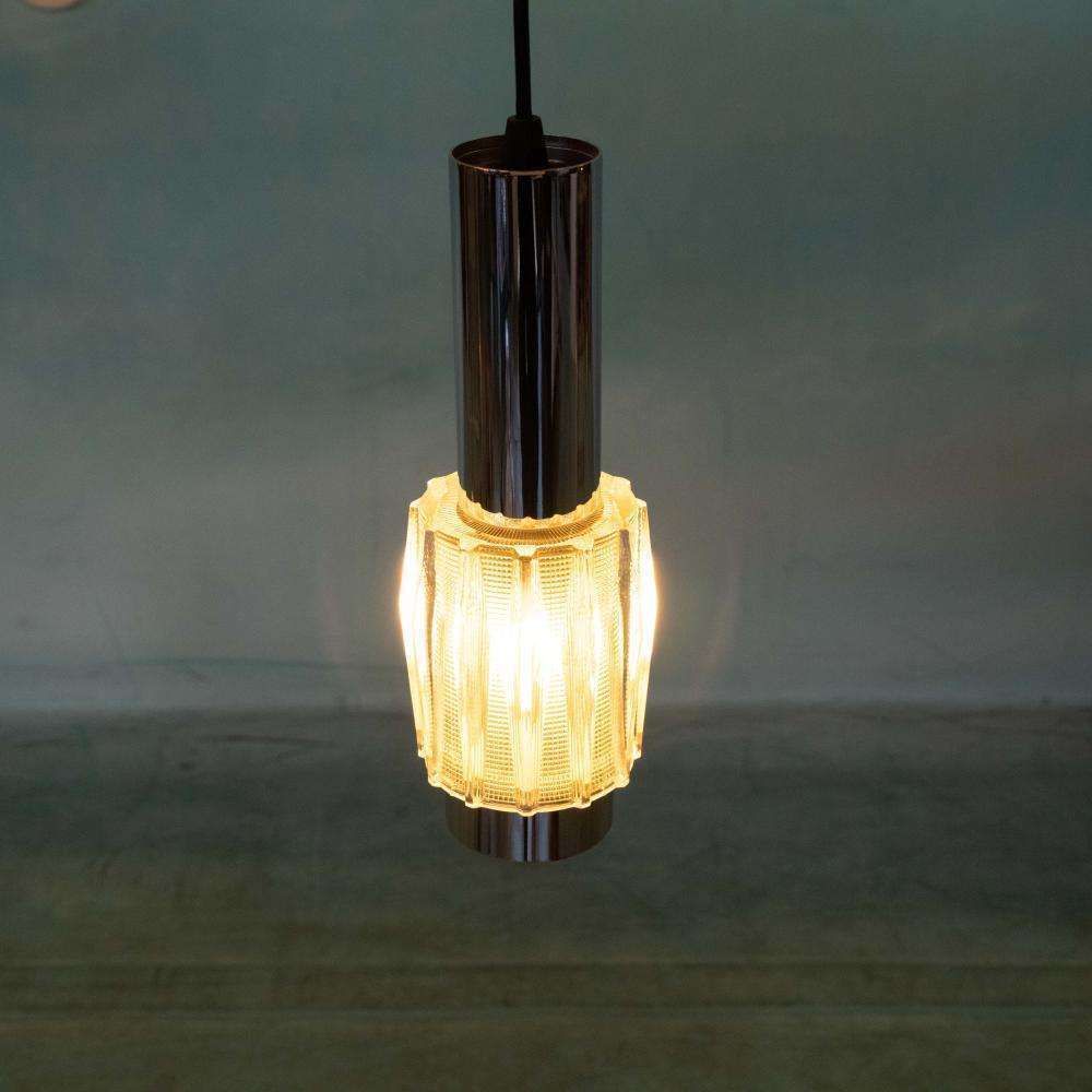 photo for sale Vintage Chrome And Glass Pendant Lamp, Cascade Space Age Pendant