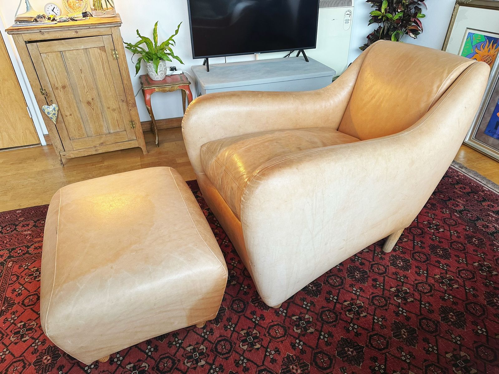 Post Modern Matthew Hilton 'Balzac' Lounge Armchair And Footstool photo Furniture