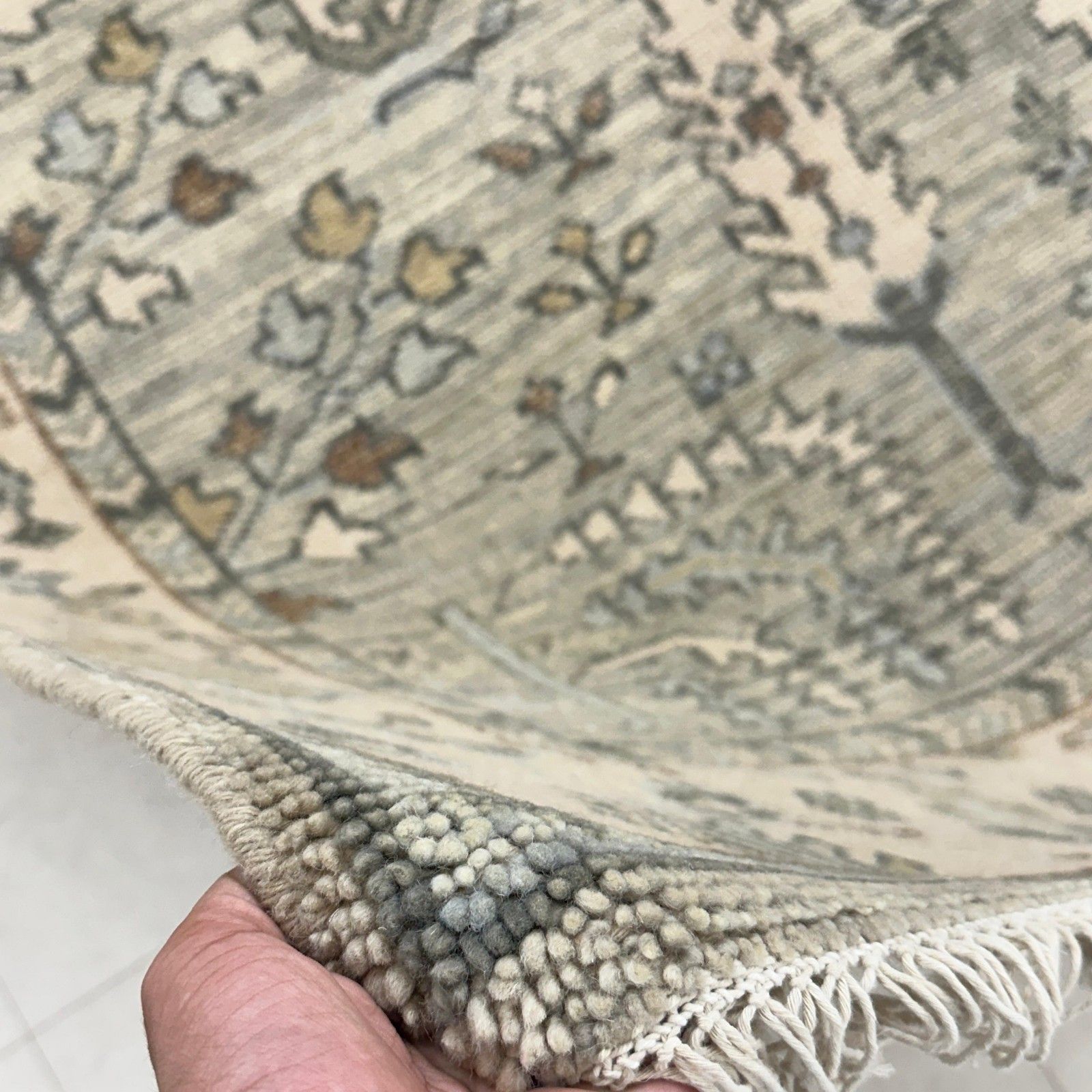 8x10 Ft Modern Oushak Wool Area Rug, Handknotted Sage Green Floral Design Carpet photo 2112.0