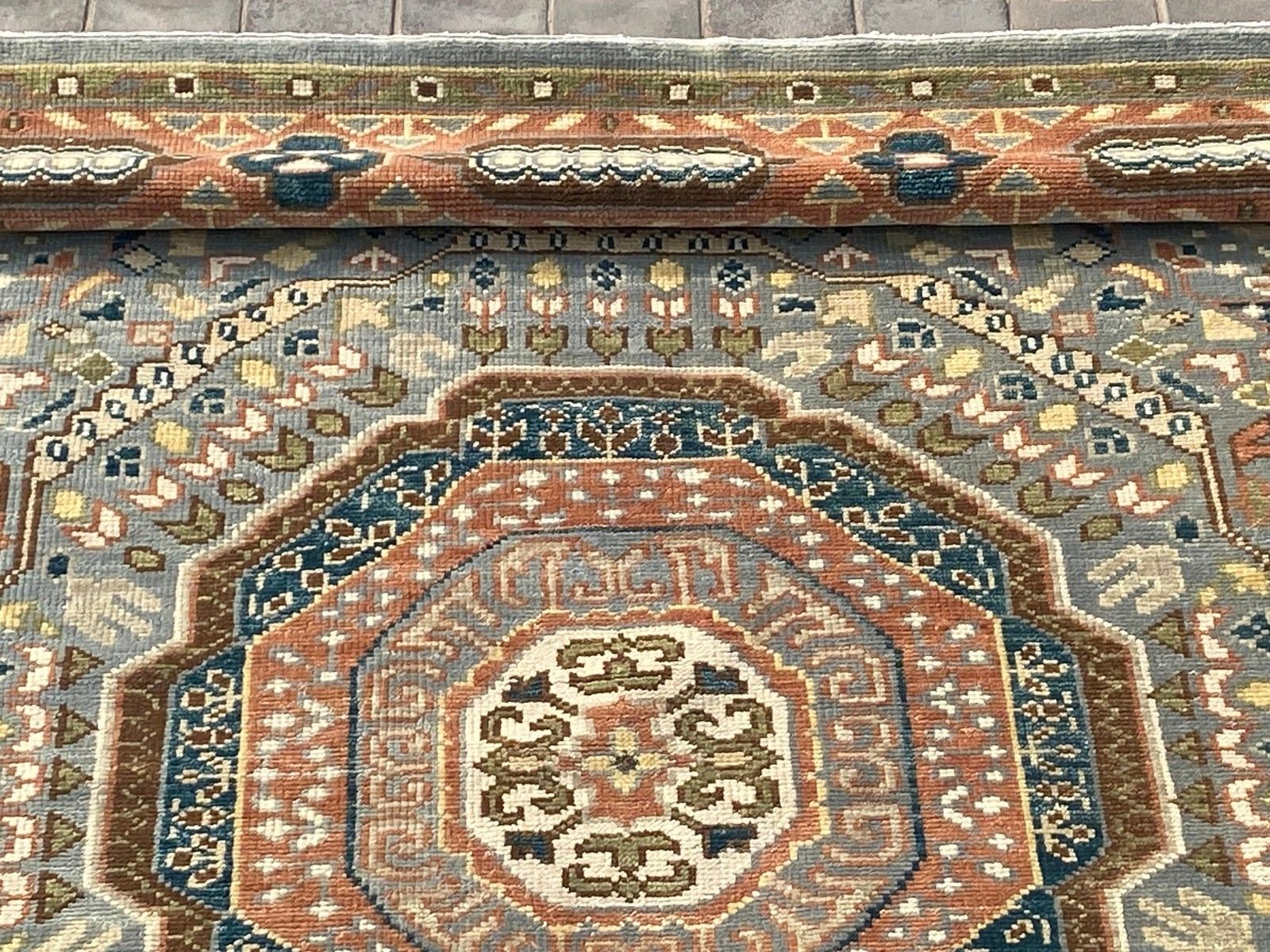 Tapis moderne en laine noué à la main, 245 x 305 cm, motif médaillon géométrique photo 2111.99