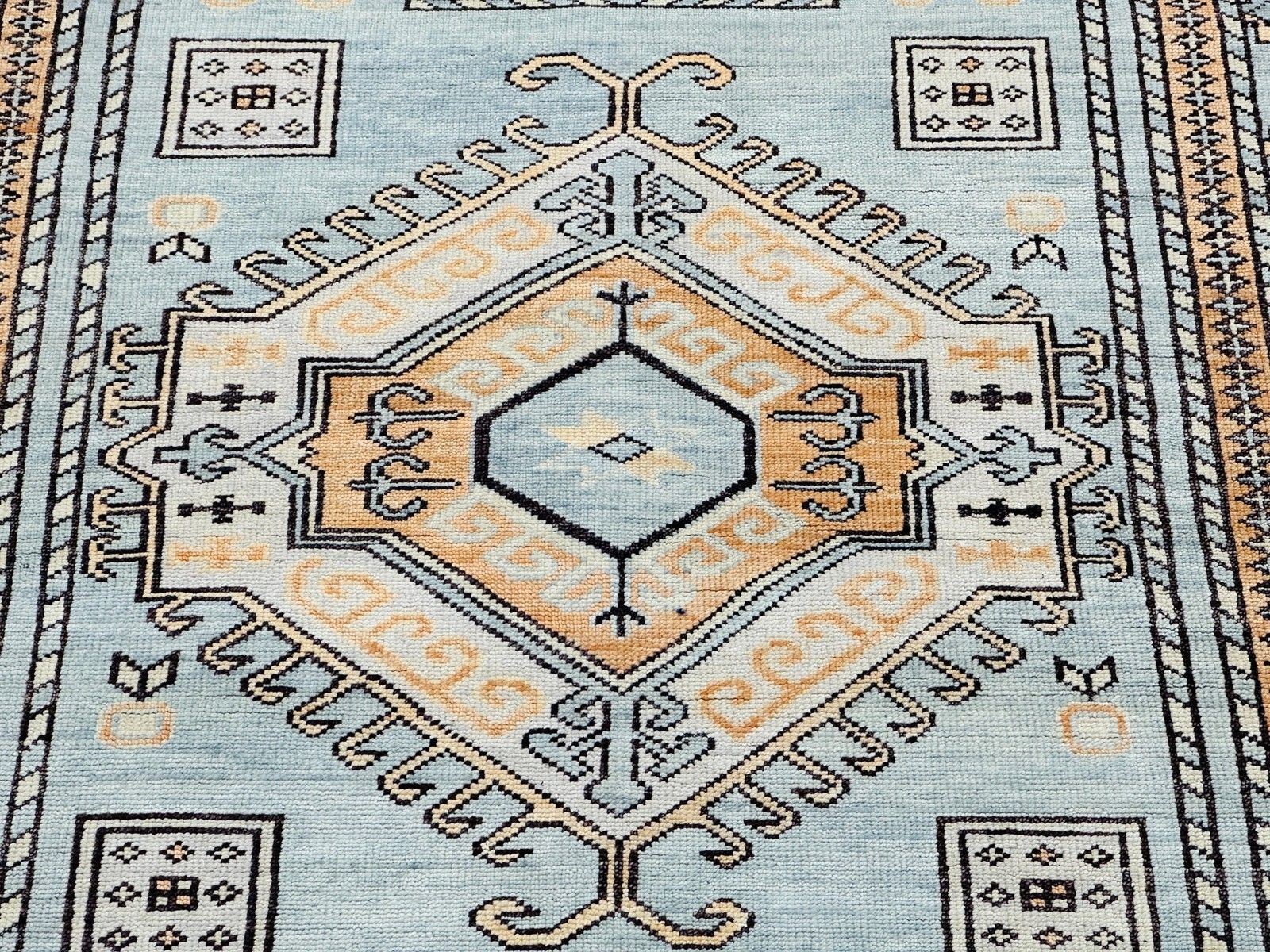 8x10 Ft Handgeknoopt Oushak Wollen Vloerkleed Met Geometrisch Medaillonmotief photo vintage