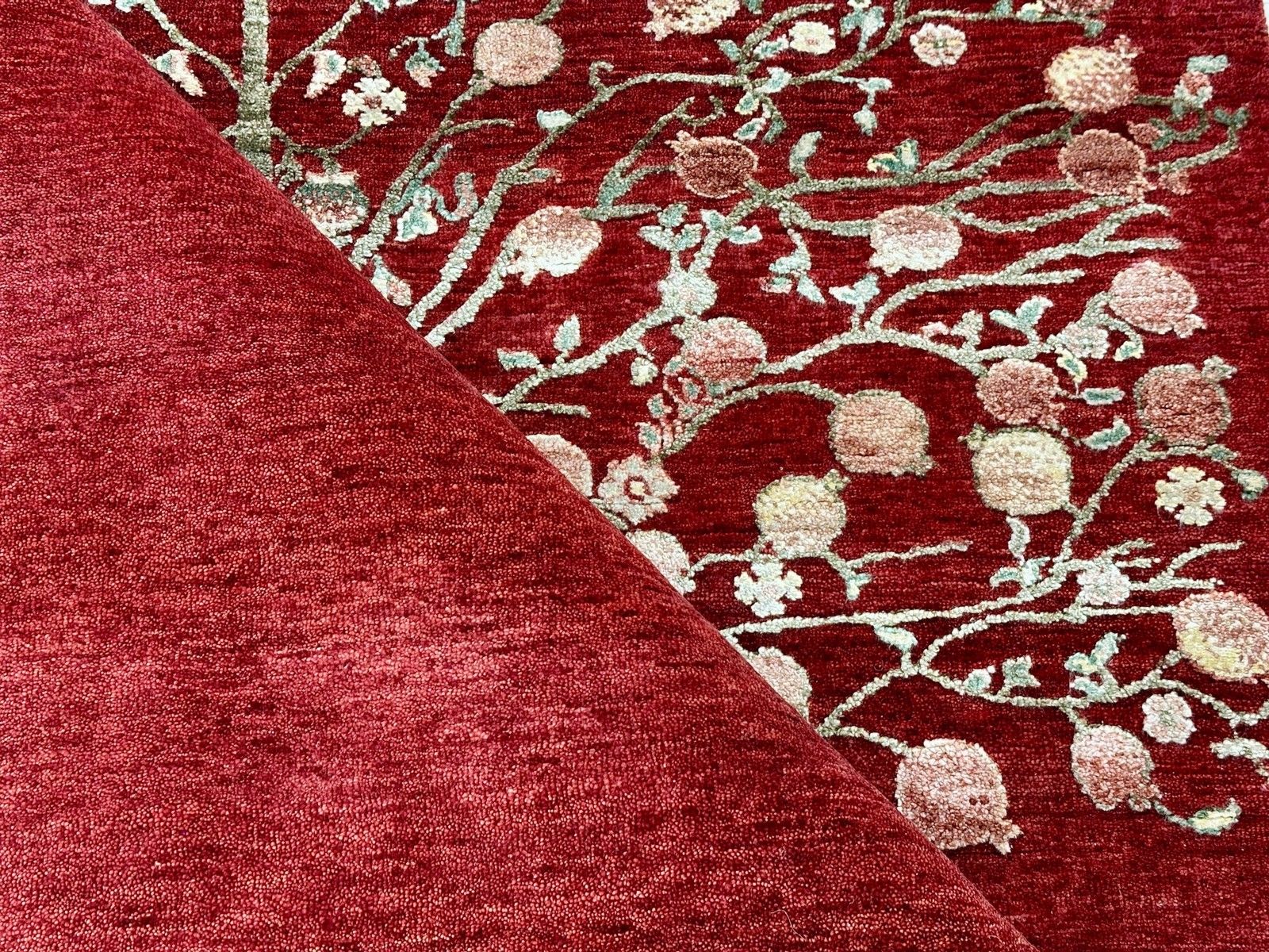 5x8 Ft Hand Knotted Red Area Rug With Botanical Tree Design For Living Room photo buy