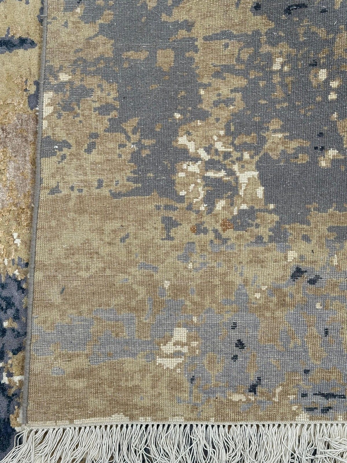 9x12 Ft Hand Knotted Wool Area Rug, Abstract Blue And Beige Modern Carpet photo vinterior