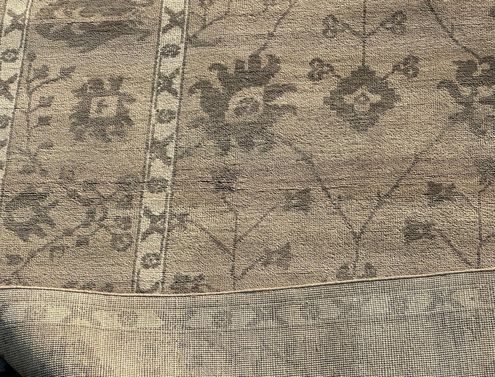 Tapis en laine noué à la main 275 x 365 cm, motif floral beige pour salon photo buy