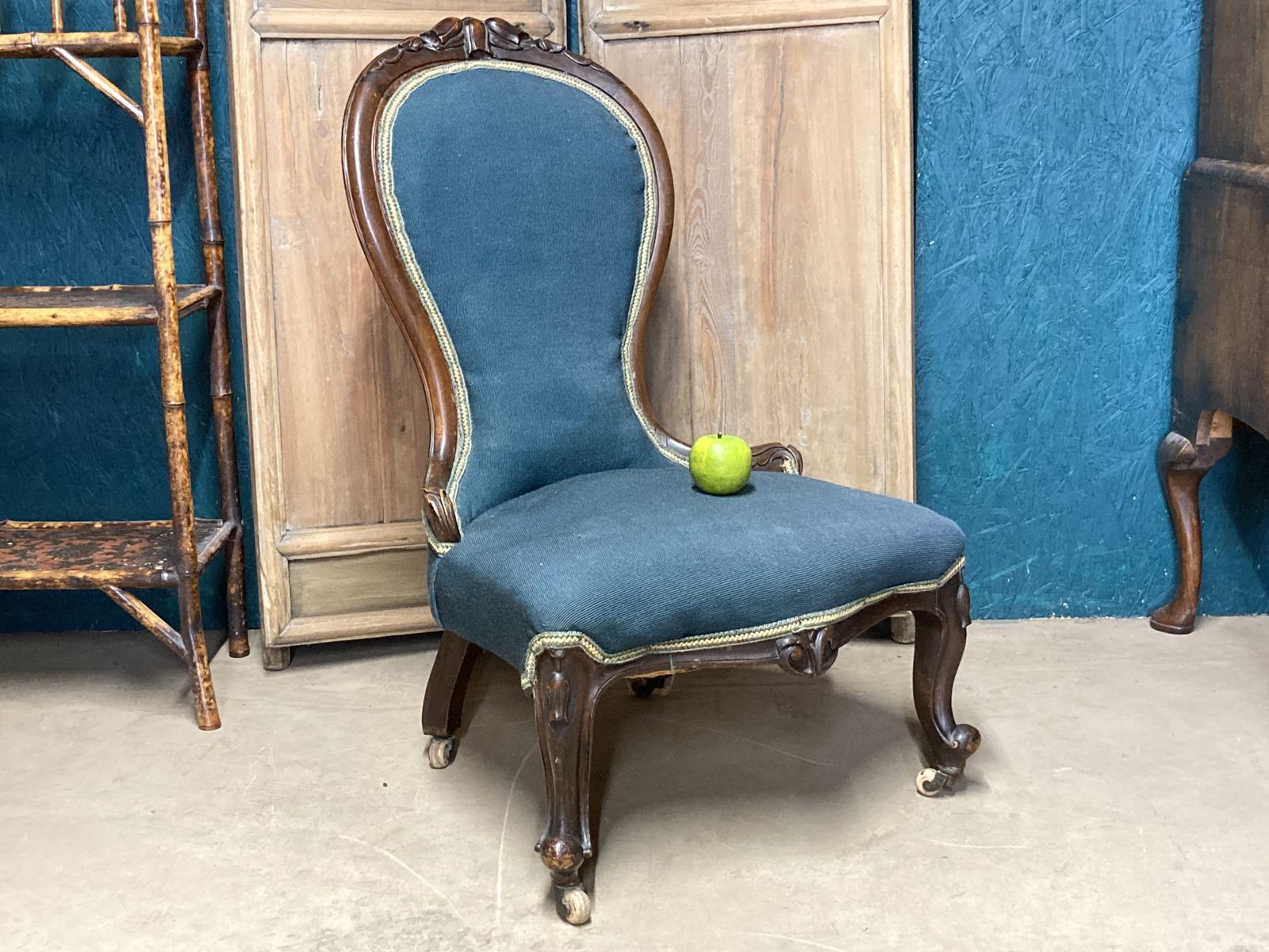 A Genuine Victorian Spoon Back Chair For Re Upholstery photo for sale