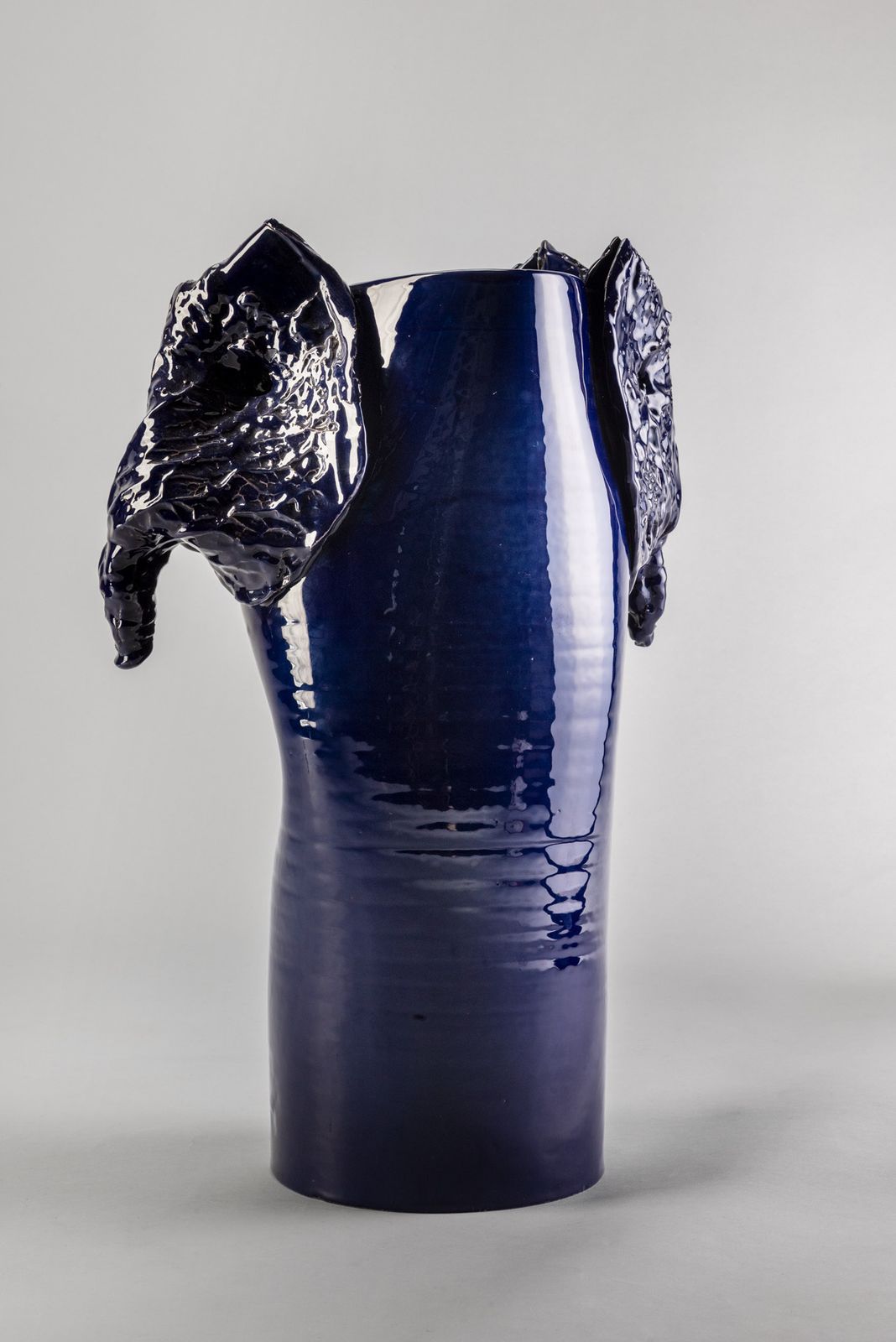 Giacinto Cerone, Sculptural Vase In Blue Glazed Ceramic, Italy, After 1993 photo furniture