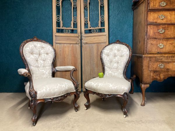 A Fine Pair Of Victorian Ladies And Gentlemans Parlour Chairs photo furniture