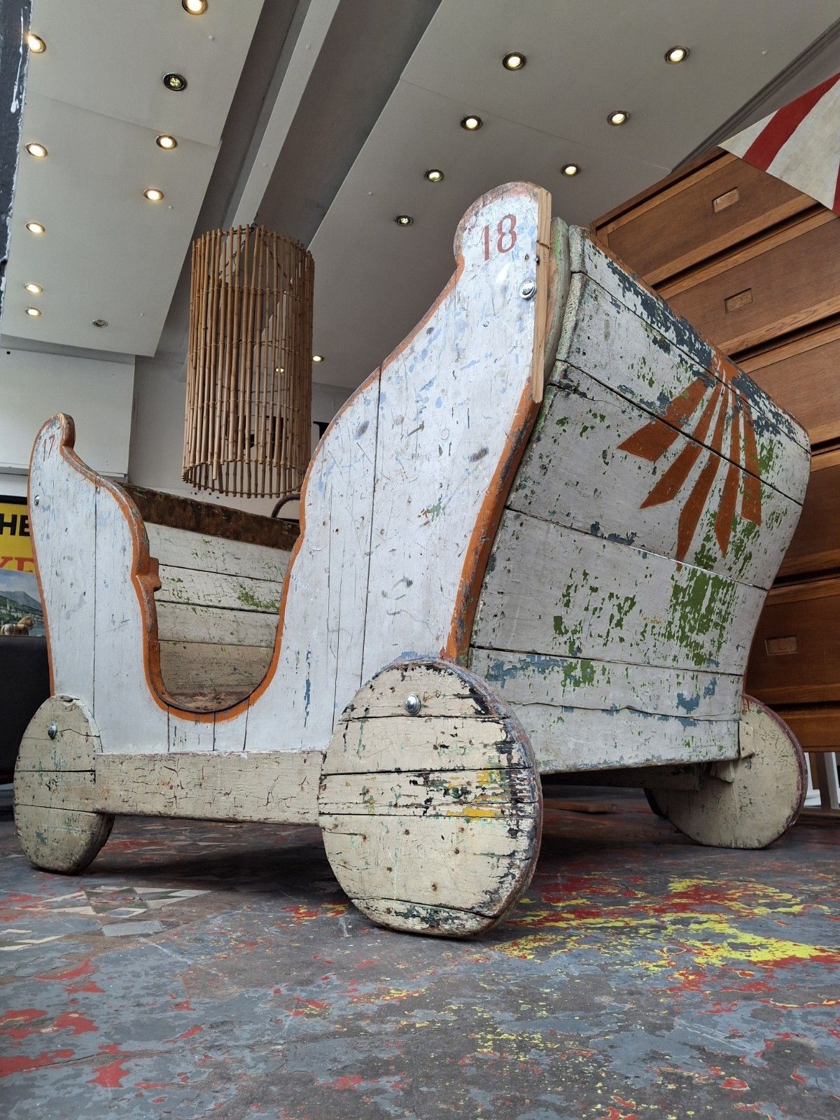 Early 20th Century Painted French Fairground Sleigh. photo furniture