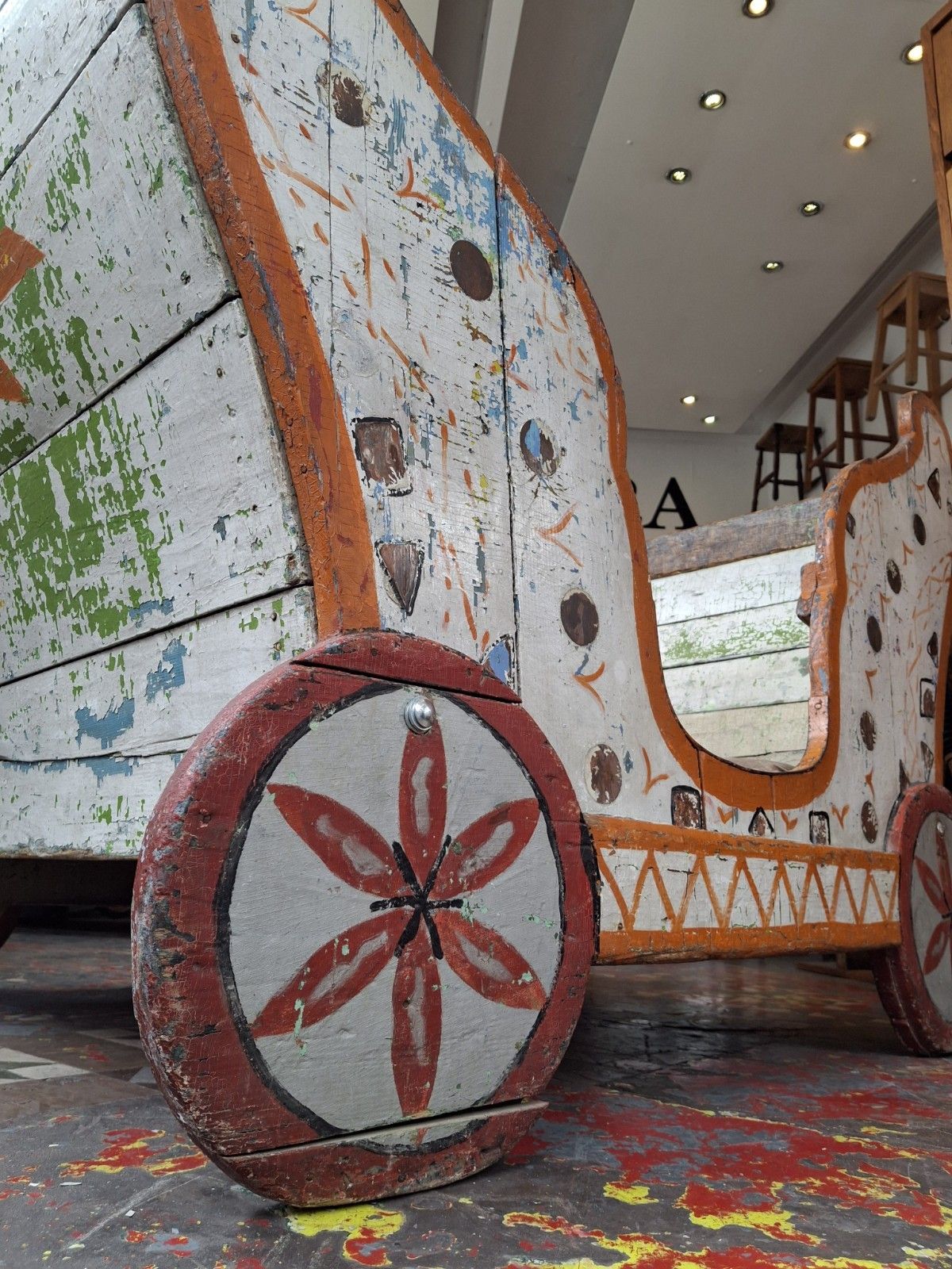 Early 20th Century Painted French Fairground Sleigh. photo buy