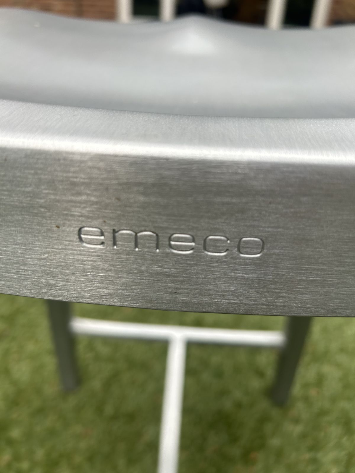 Set Of 4 Emeco Navy Bar Stools With Arms .1944 Hand Brushed Aluminium photo furniture