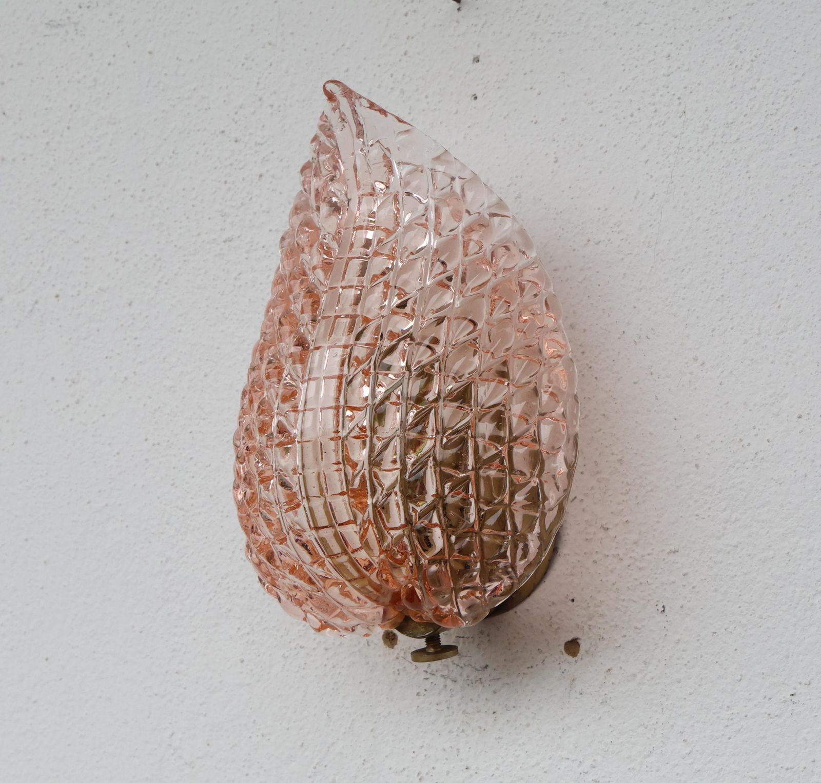 Rare Wall Light Pink Jewel Murano Glass Leave By Barovier E Toso, 1950s photo 1260.0