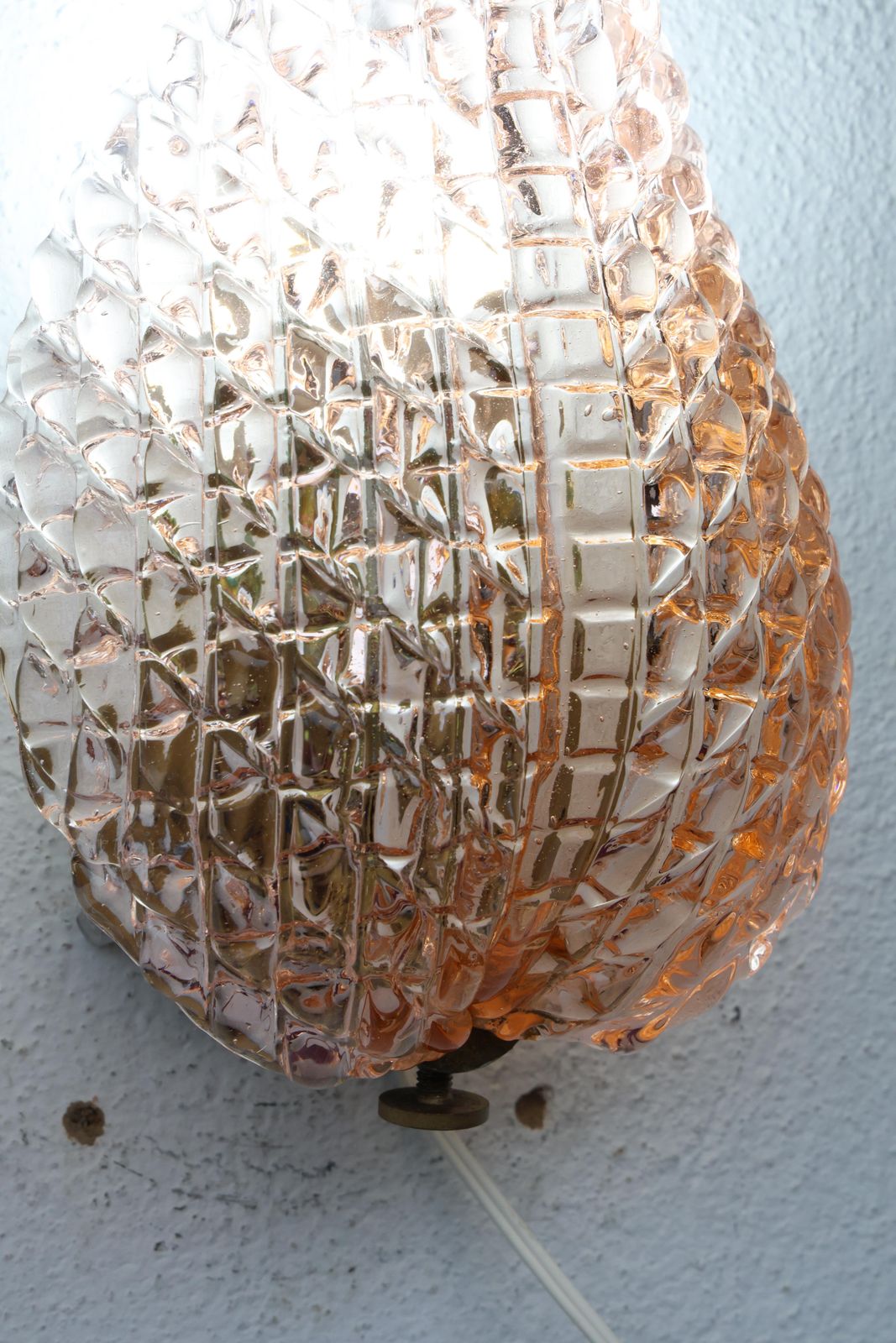 Lighting Rare Wall Light Pink Jewel Murano Glass Leave By Barovier E Toso, 1950s photo