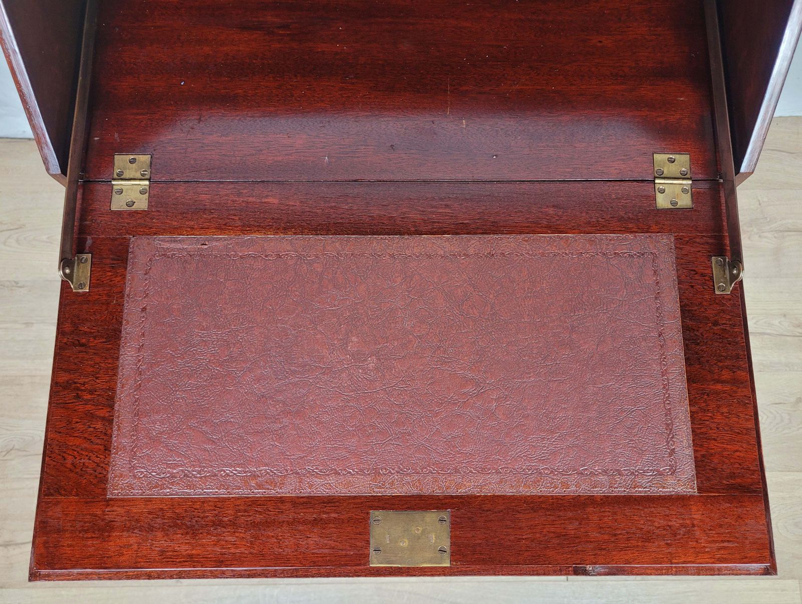Furniture Vintage Writing Desk Bureau Leather 1930s Cabriole Legs photo