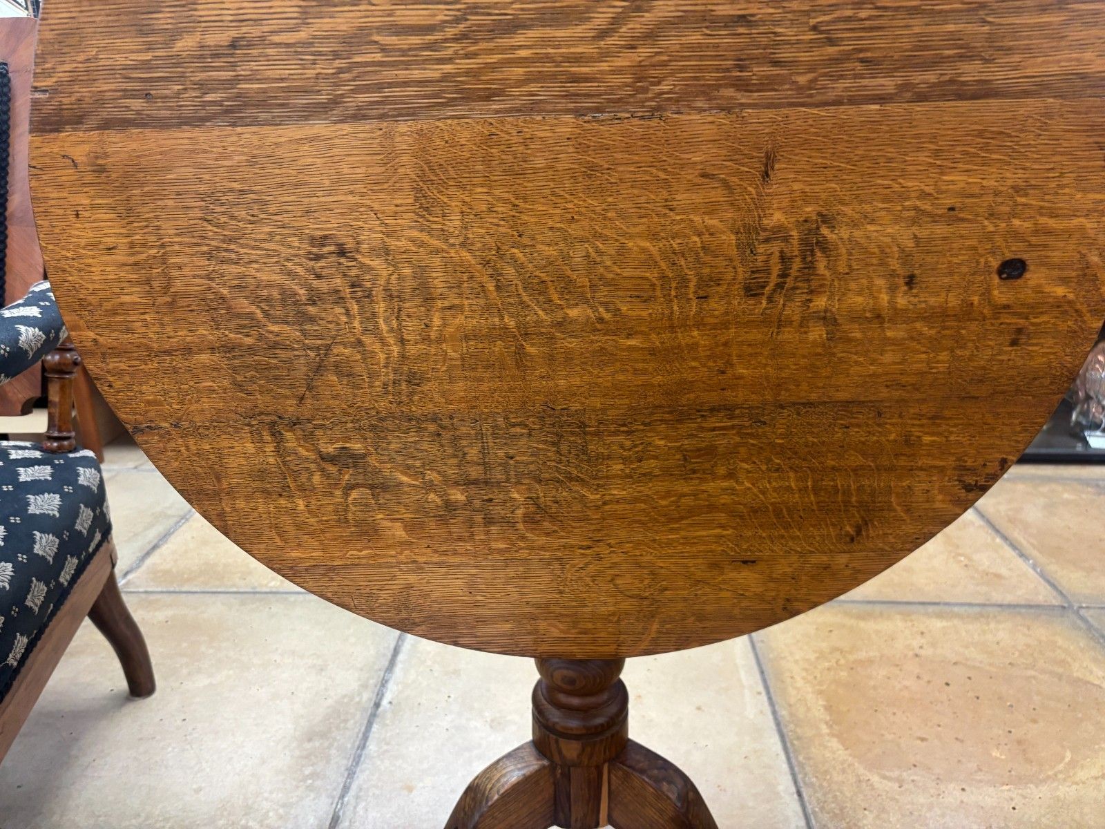 Antique Georgian Oak Tripod Pedestal Tilt Top Table photo for sale