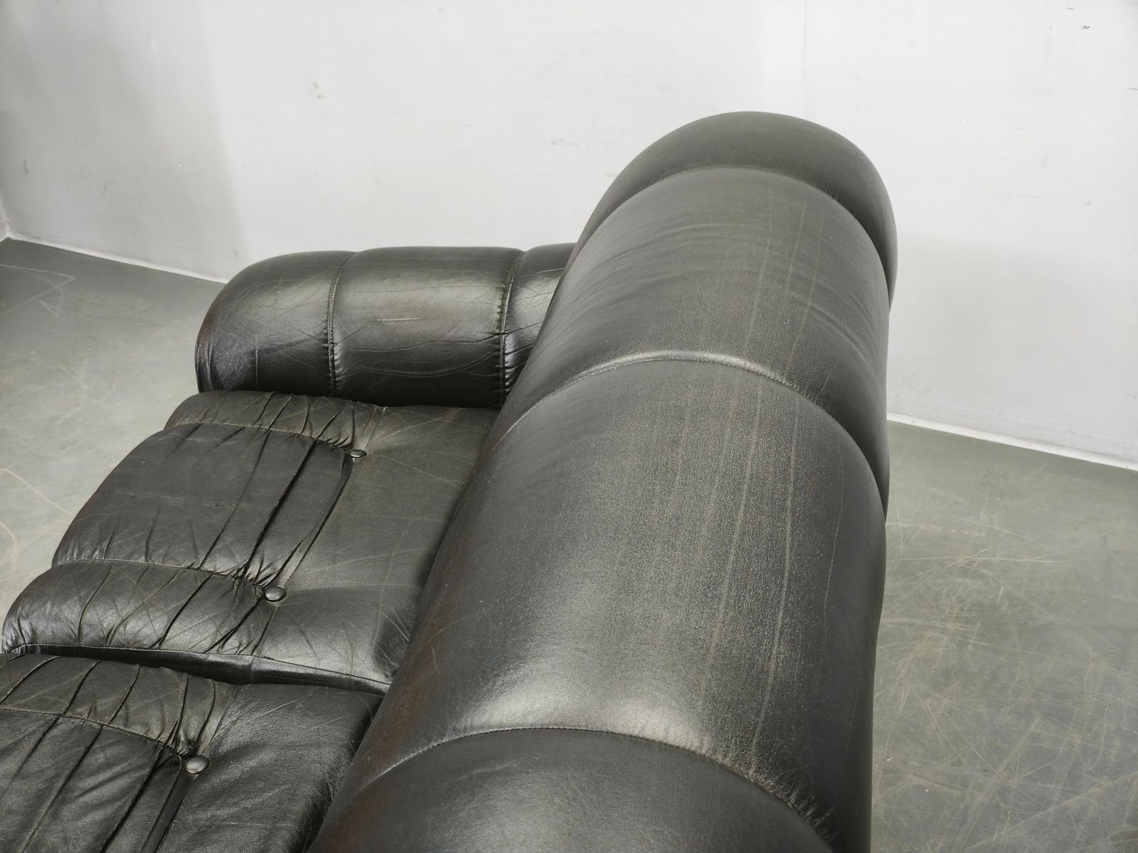 Furniture 1970s Italian Two Seat Sofa By Adriano Piazzesi In Chrome And Leatherette photo