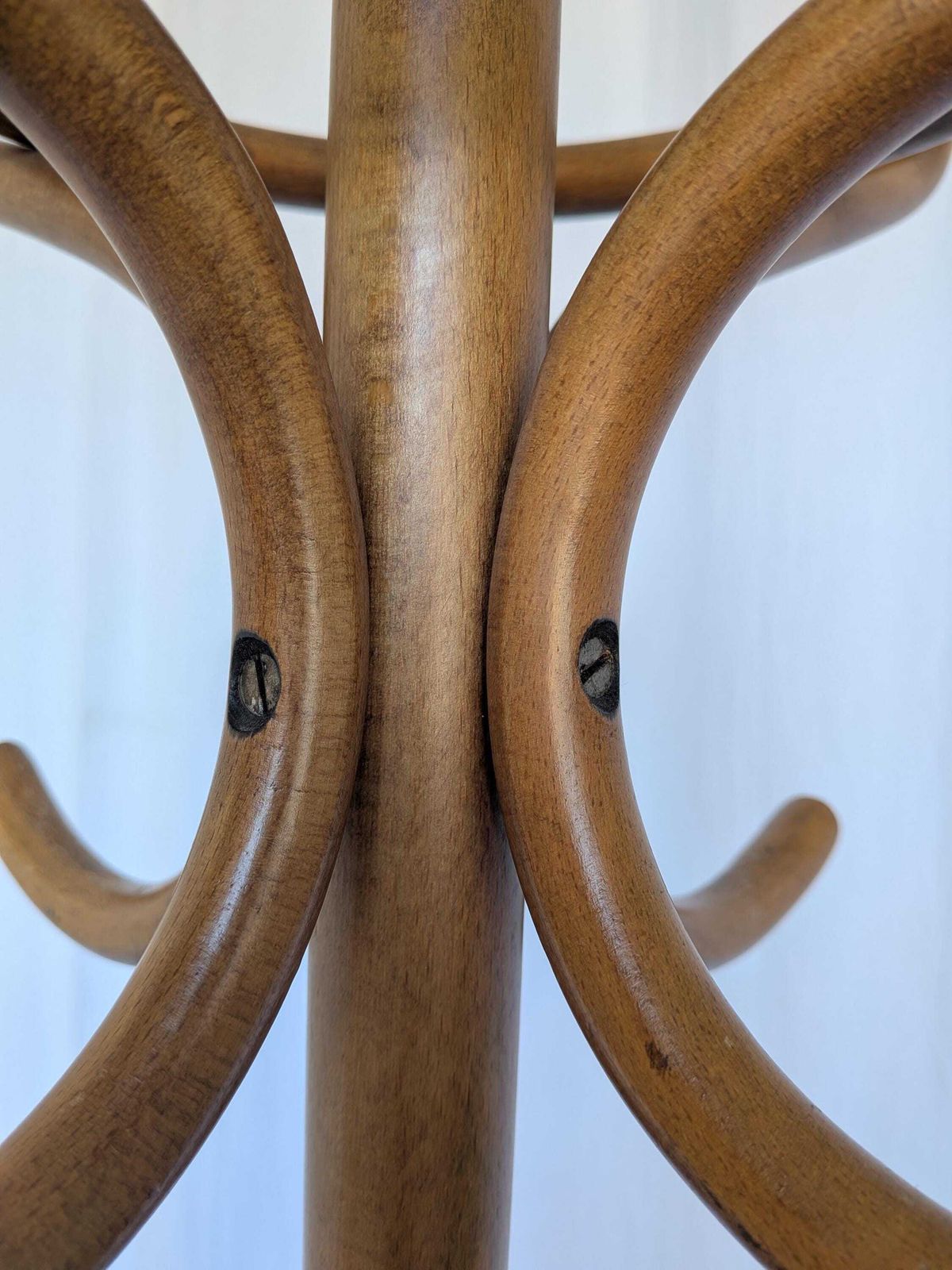 Vintage Bentwood Coat Stand In Thonet Style, Dark Brown Wood Hall Tree, Entryway Coat Rack photo Furniture