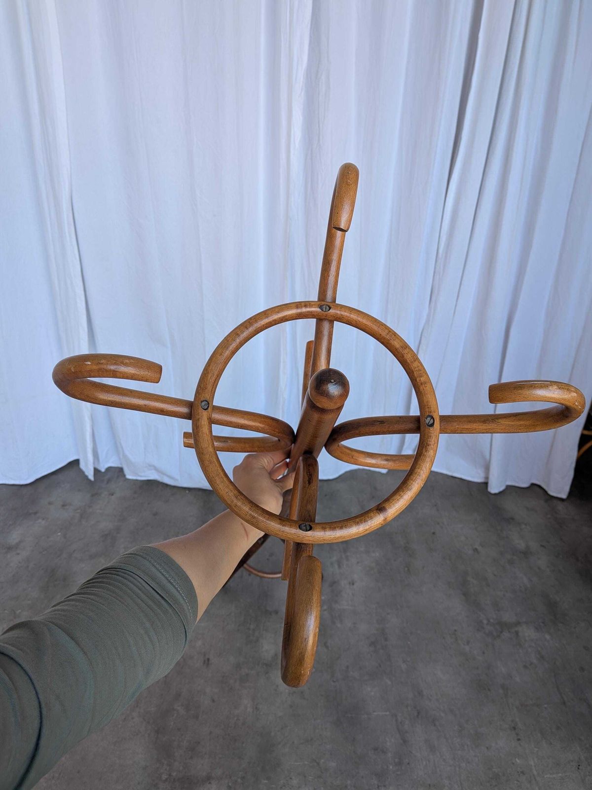 Vintage Bentwood Coat Stand In Thonet Style, Dark Brown Wood Hall Tree, Entryway Coat Rack photo 380.0