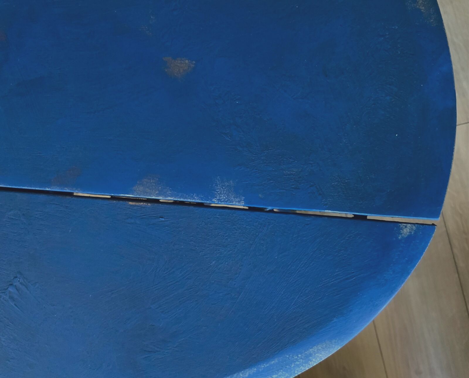 Antique Blue Pedestal  Side/Coffee Table, Oval Top, 1900s, Sweden photo vintage