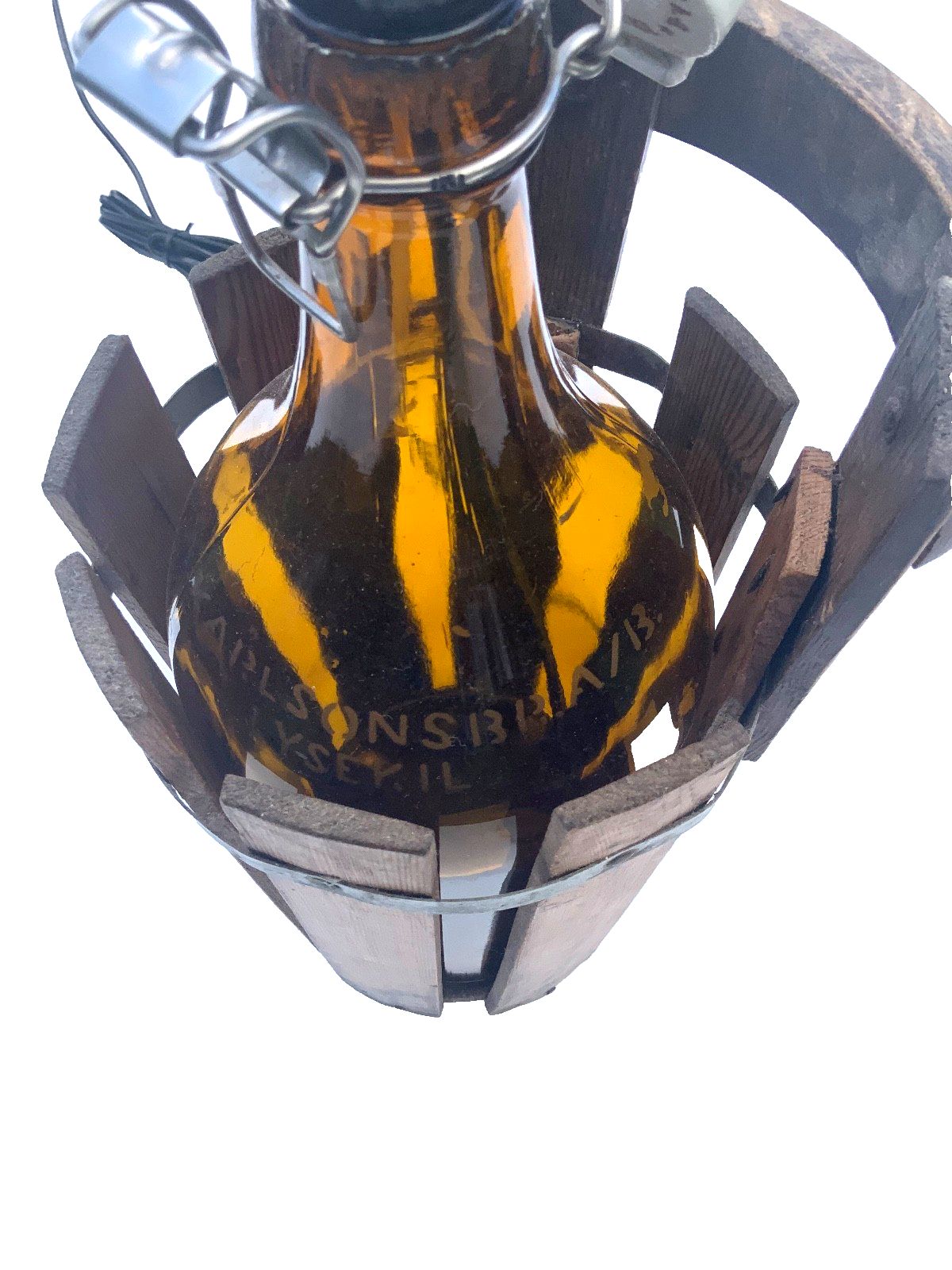 photo furniture Upcycled Vintage Table Lamp Large  Patent Bottle In Wooden Stand 1900s