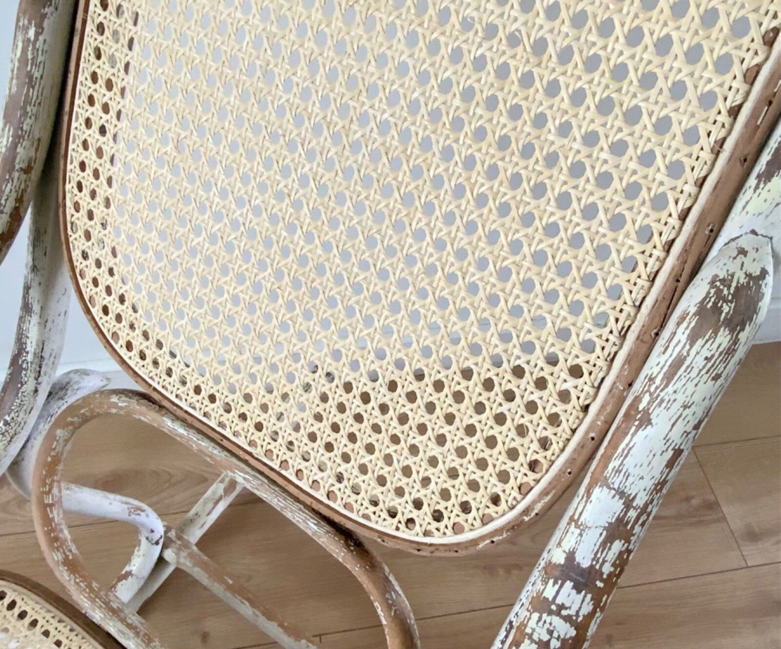 Furniture Antique Thonet Bentwood Rocking Chair Nr. 10 Art Nouveau Circa 1880s In White photo
