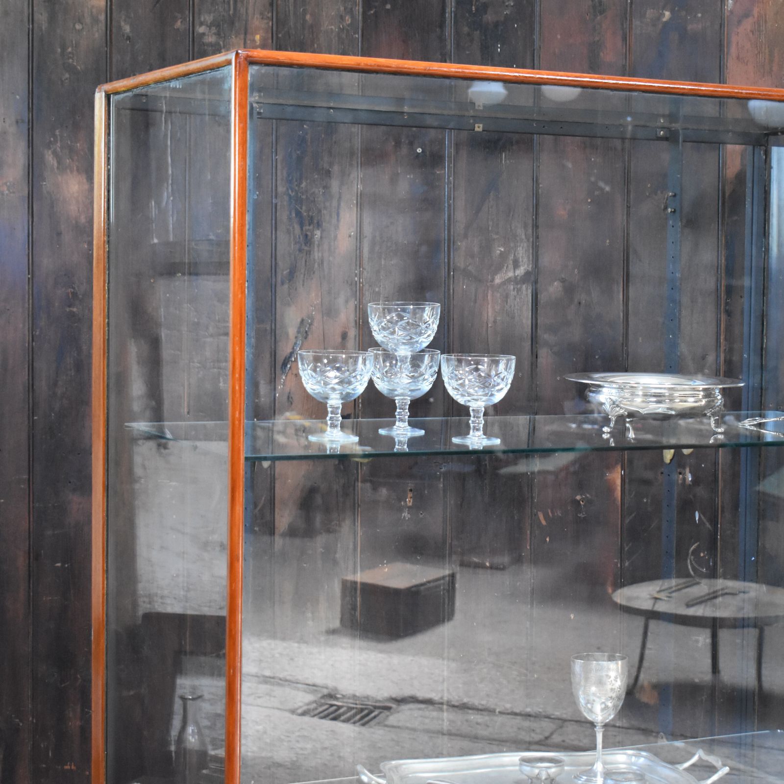 Antique Mahogany Haberdashery Outfitters Glass Shelves Shop Display Cabinet photo vinterior