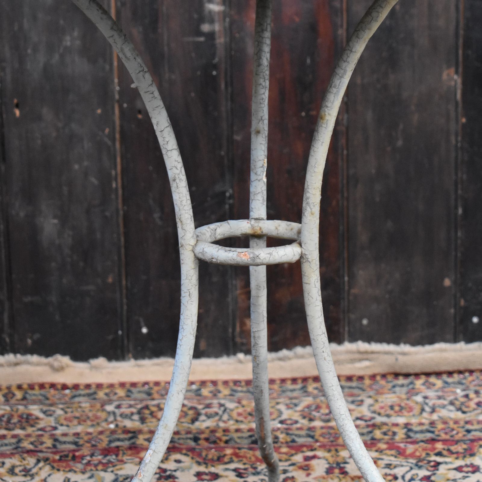 Antique French Grey Metal Timeworn Cafe Bistro Garden Outside Patio Side Table photo Furniture