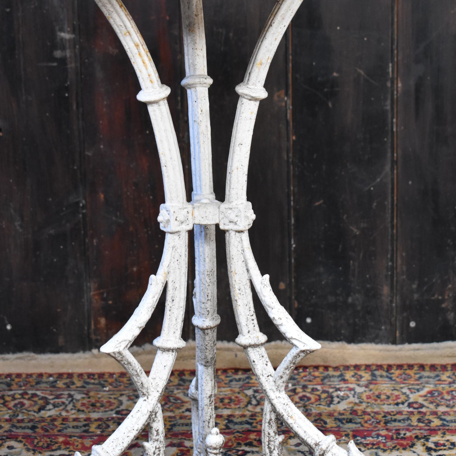 Antique English Marble Topped Cast Iron Weathered Bistro Cafe Outdoor Table photo vintage