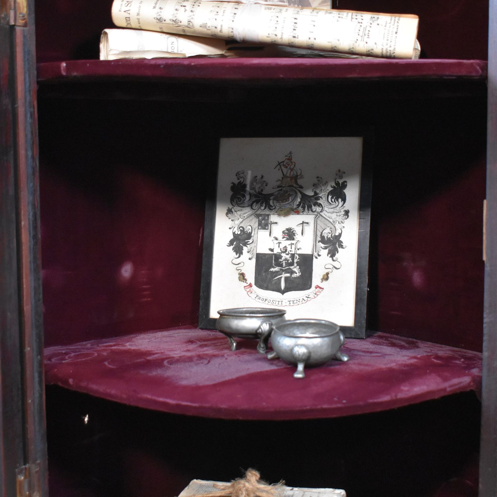 Antique Victorian Mahogany Curved Glass Corner Display Bathroom Kitchen Cabinet photo for sale