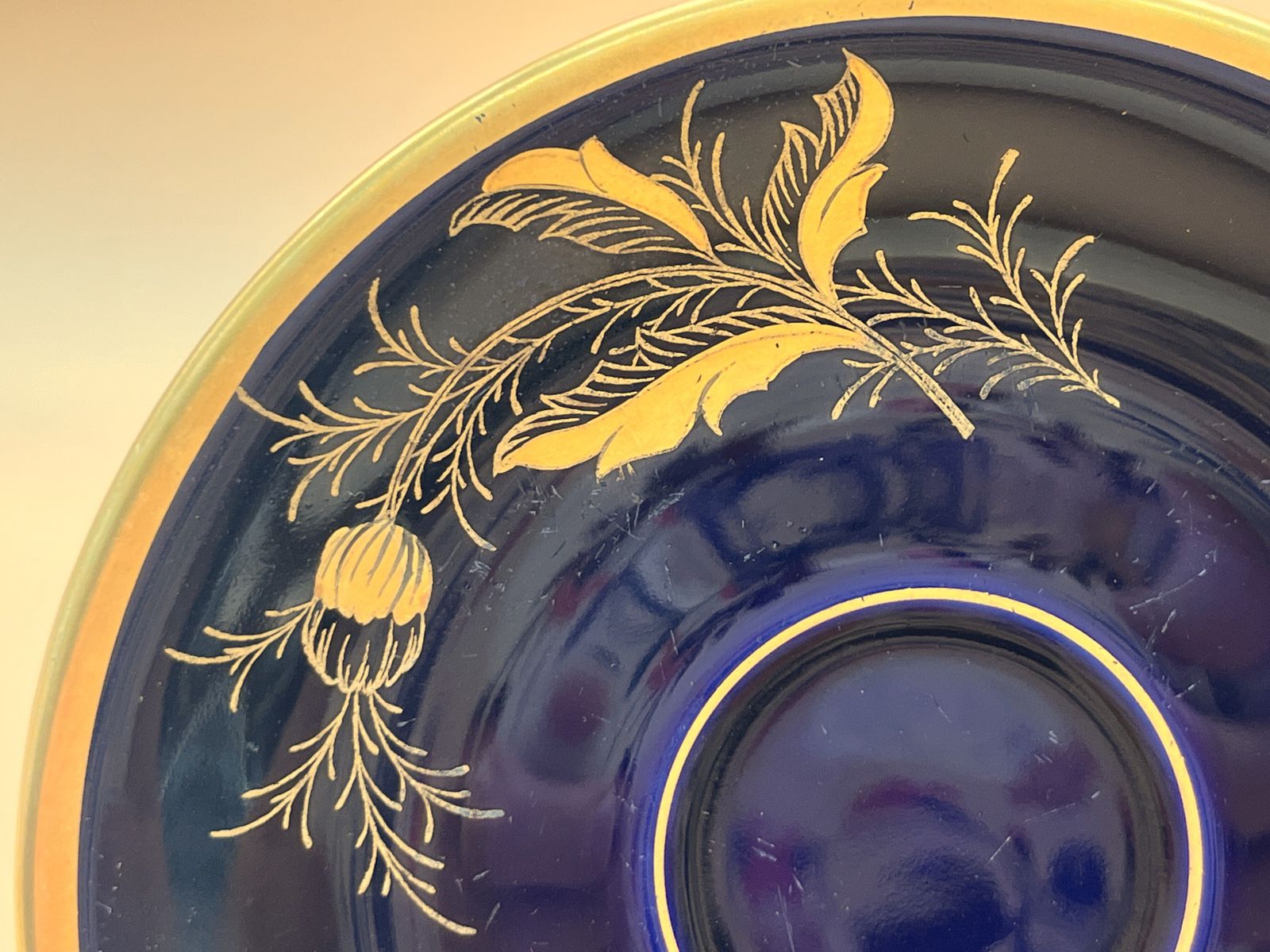 Vintage Lindner Kueps Echt Cobalt Germany Isabel Design Small Cup & Saucer. C1950. photo Home Decor